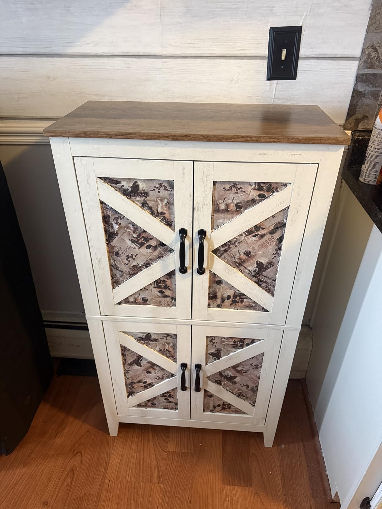 VASAGLE LIRY Collection - Farmhouse Storage Cabinet, Bathroom Floor Cabinet with Barn Doors, Freestanding Kitchen Pantry, Adjustable Shelves, for Dining Room, Living Room, Honey Brown, UBBK773K01 customer photo 1