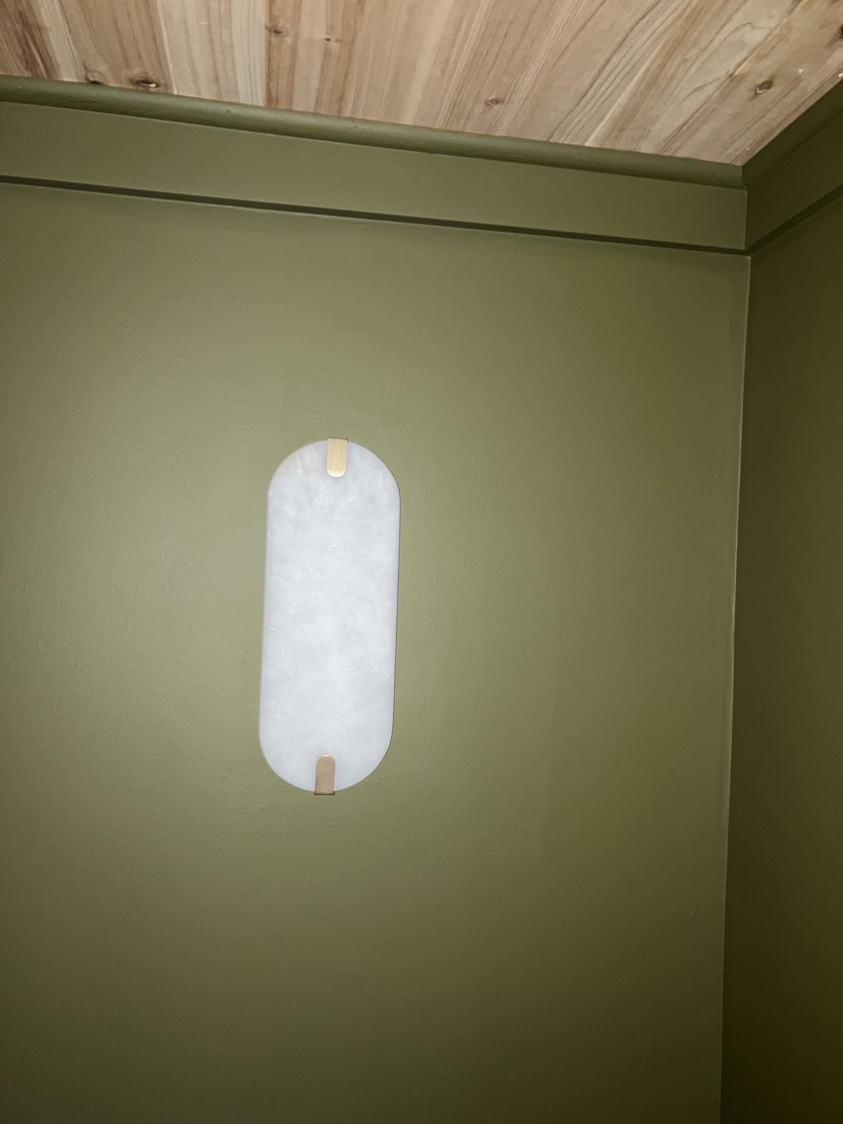 14.17in Alabaster Wall Sconces, Natural Marble Wall Light Set of Two, Modern LED Alabaster Sconces for Living Room Indoor Wall Lamps for Dining Room Stairs Bedroom,Brushed Gold customer photo 1