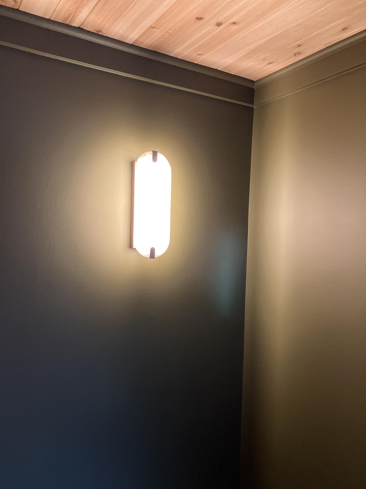 14.17in Alabaster Wall Sconces, Natural Marble Wall Light Set of Two, Modern LED Alabaster Sconces for Living Room Indoor Wall Lamps for Dining Room Stairs Bedroom,Brushed Gold customer photo 2