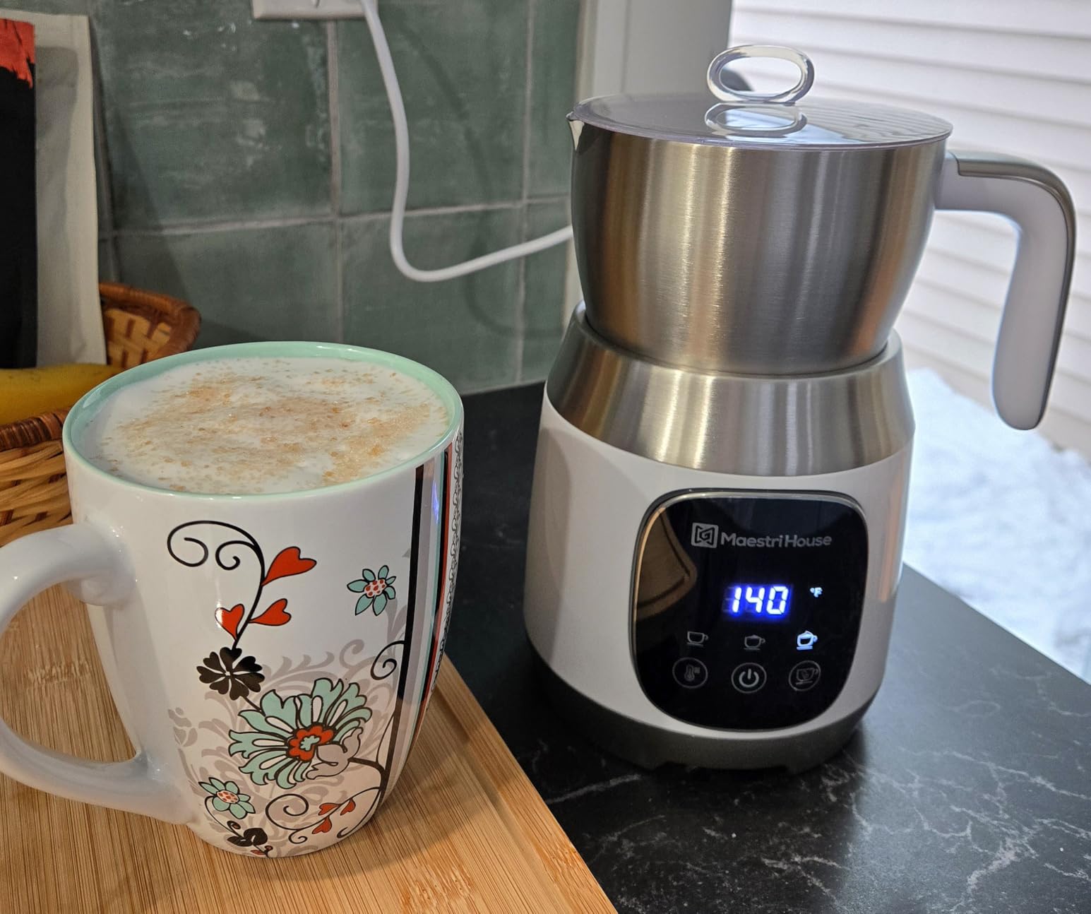 Maestri House Variable Temp and Froth Thickness DualFro 600 Milk Frother Steamer, 21OZ Smart Touch Control Milk Warmer, Dishwasher Safe, Memory Function for Latte & Hot Chocolate (White) customer photo 1