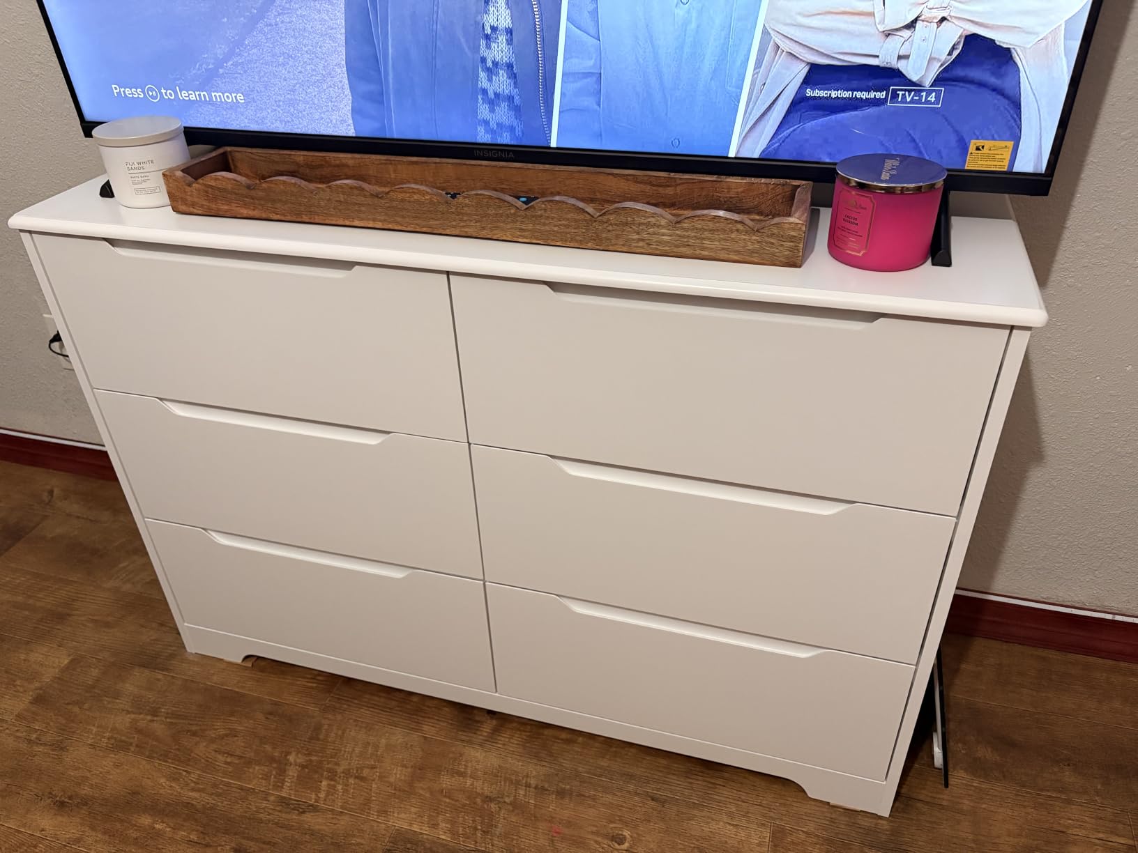 Gizoon 6 Drawer Double Dresser for Bedroom with Anti-Tip Design, Modern Wide Wooden Chest of Drawers with Cut-Out Handles, Closet Storage Organizer and TV Stand for Living Room, Hallway, Entryway customer photo 1