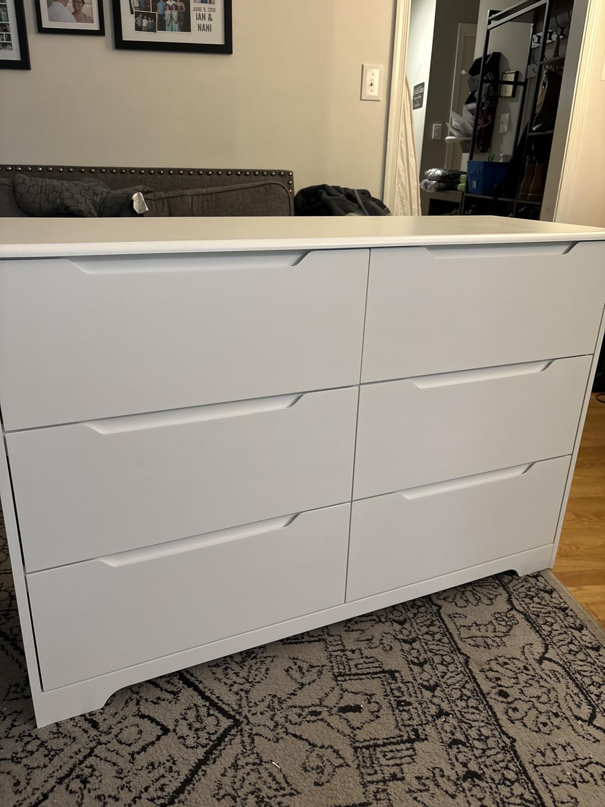 Gizoon 6 Drawer Double Dresser for Bedroom with Anti-Tip Design, Modern Wide Wooden Chest of Drawers with Cut-Out Handles, Closet Storage Organizer and TV Stand for Living Room, Hallway, Entryway customer photo 2
