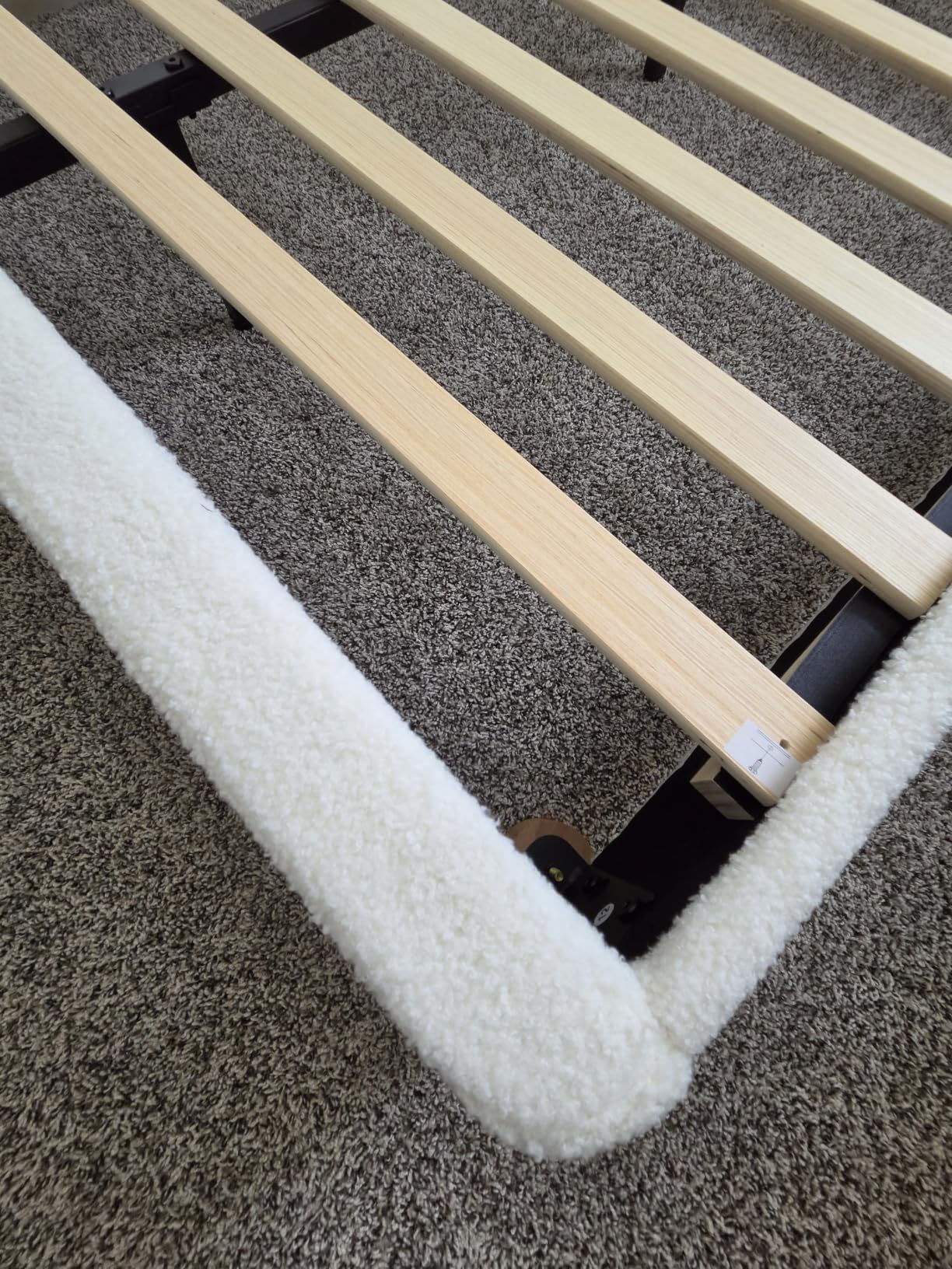 Full Size Cloud Bed Frame, Cream White Boucle Platform Bed, Upholstered | Adjustable Headboard, Rounded Corners, Easy Assembly, Sturdy Wood Legs customer photo 1