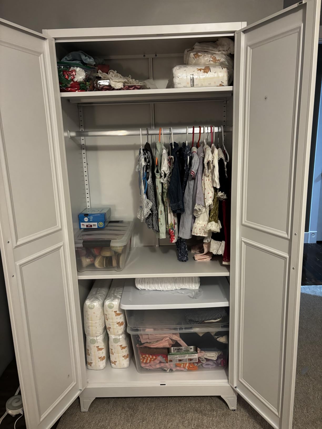 Polup Metal Armoire Wardrobe Closet with Doors and Shelves, 71