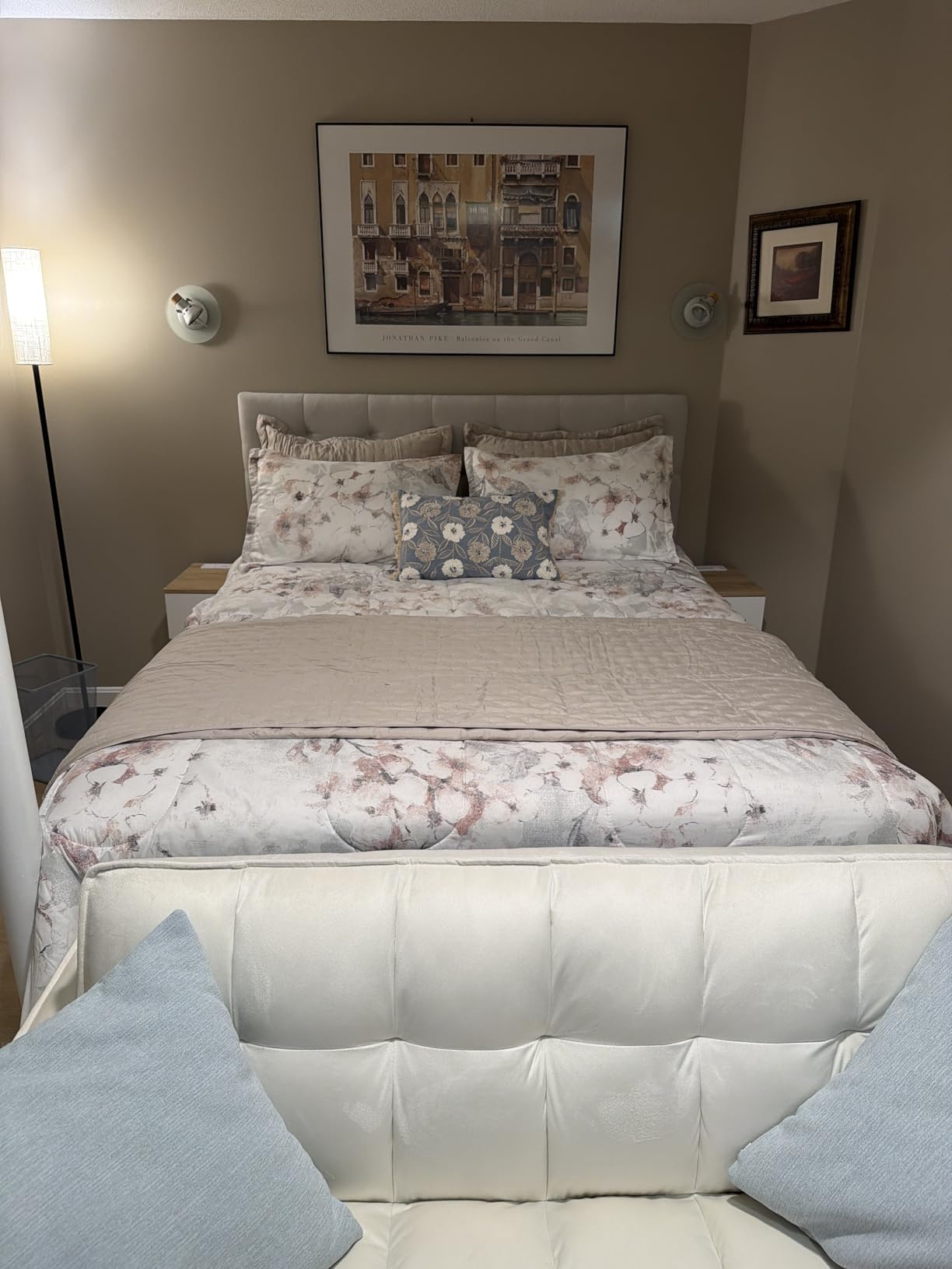 Howjoe Linen Fabric Upholstered Headboard Queen Size, Modern Diamond Tufting Solid Wood Queen Headboard Only, Adjustable Height from 37
