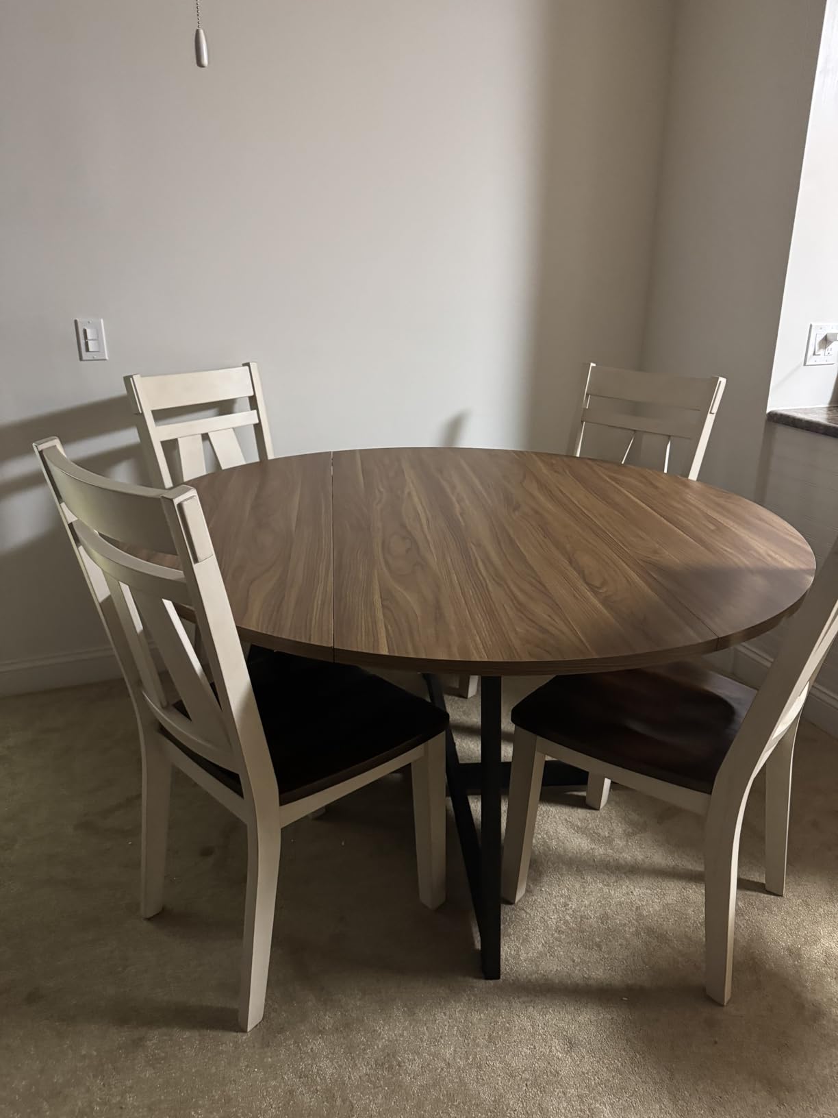 Large Round Dining Table for 6-8, Wooden Dinner Table with Heavy Duty Metal Pedestal Base, for Kitchen Living Room, Space Saving, 59 Inch, Black customer photo 2
