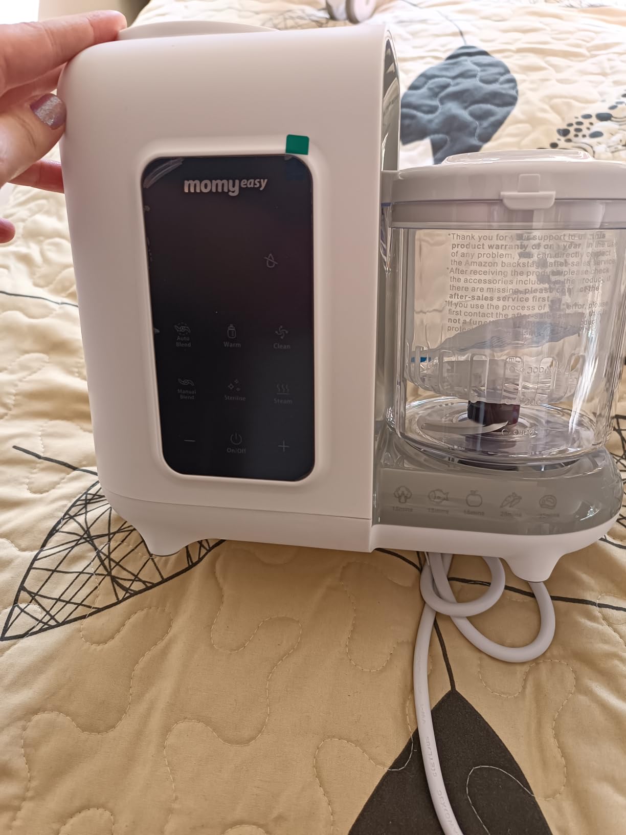 MOMYEASY Baby Food Maker, Baby Food Steamer and Puree Blender, Food Processor Chopper Grinder Steamer in-One, Auto Cooking & Grinding with Touch Control Panel & Self Cleans, BPA-Free customer photo 1