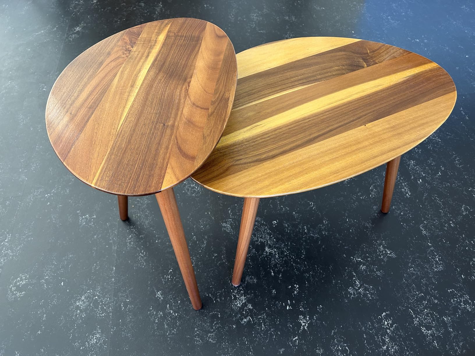 Small Oval Coffee Tables Set, Acacia Wood Nesting Tables customer photo 1