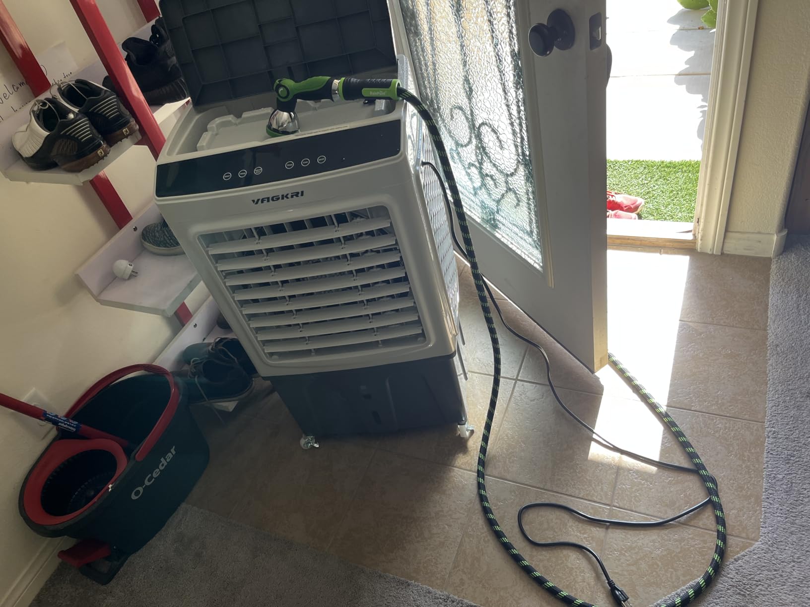 VAGKRI Swamp Cooler with 10 Gal Water Tank, Evaporative Air Cooler Outdoor Air Conditioners 3-IN-1 Cooling Fan with Remote Control Water Self-filling, 24H Time, 3 Modes for Garden, Garage, Patio customer photo 1