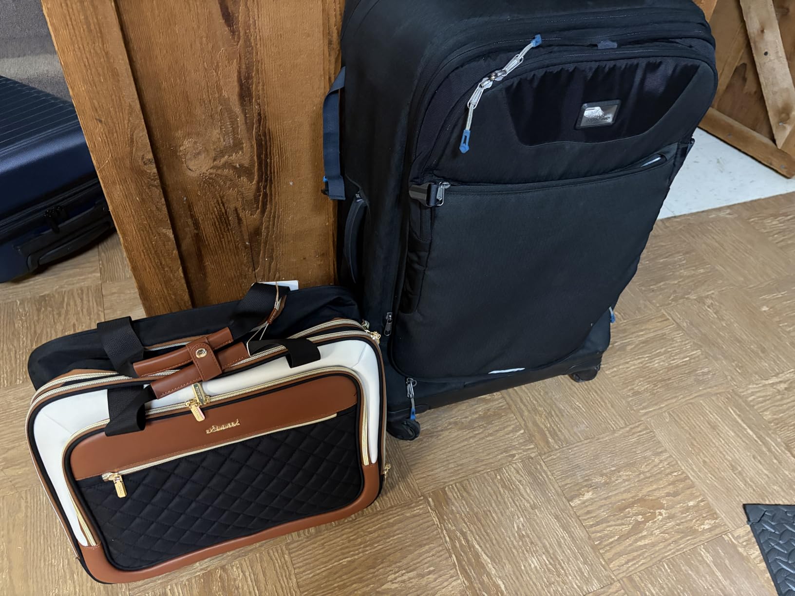 LOVEVOOK Rolling Laptop Bag Women, 17.3 Inch Laptop Briefcase with Wheels, Soft Sided Underseat Carry On Luggage Personal Item Suitcase for Work Travel Business, Black Brown Beige customer photo 1
