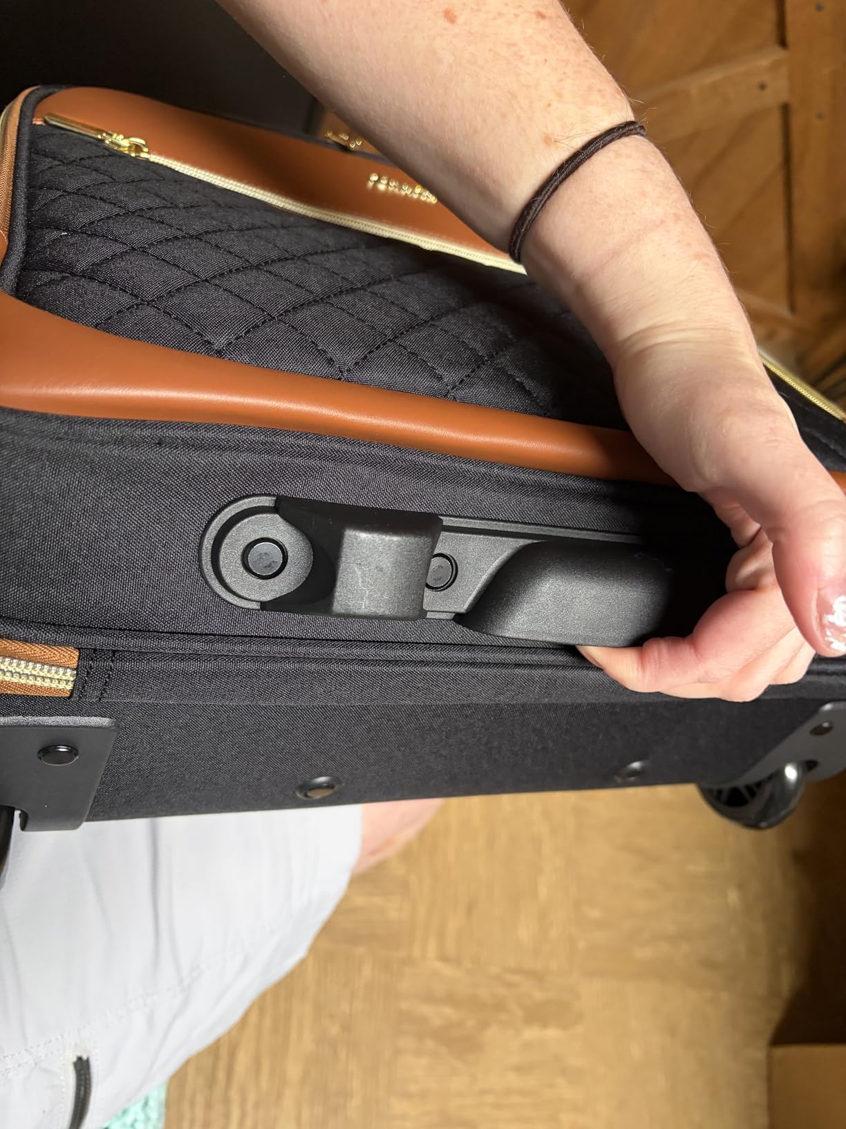 LOVEVOOK Rolling Laptop Bag Women, 17.3 Inch Laptop Briefcase with Wheels, Soft Sided Underseat Carry On Luggage Personal Item Suitcase for Work Travel Business, Black Brown Beige customer photo 2