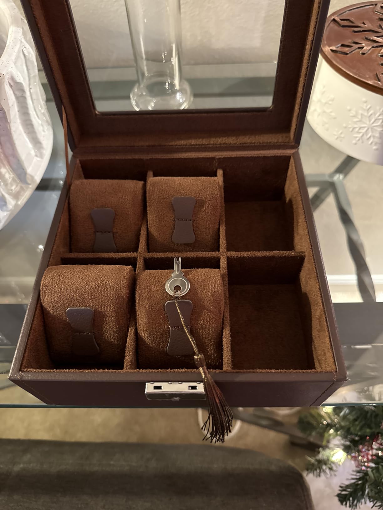 Hit Design 6-Slot Brown Leather Watch Case Organizer and Display Holder customer photo 2