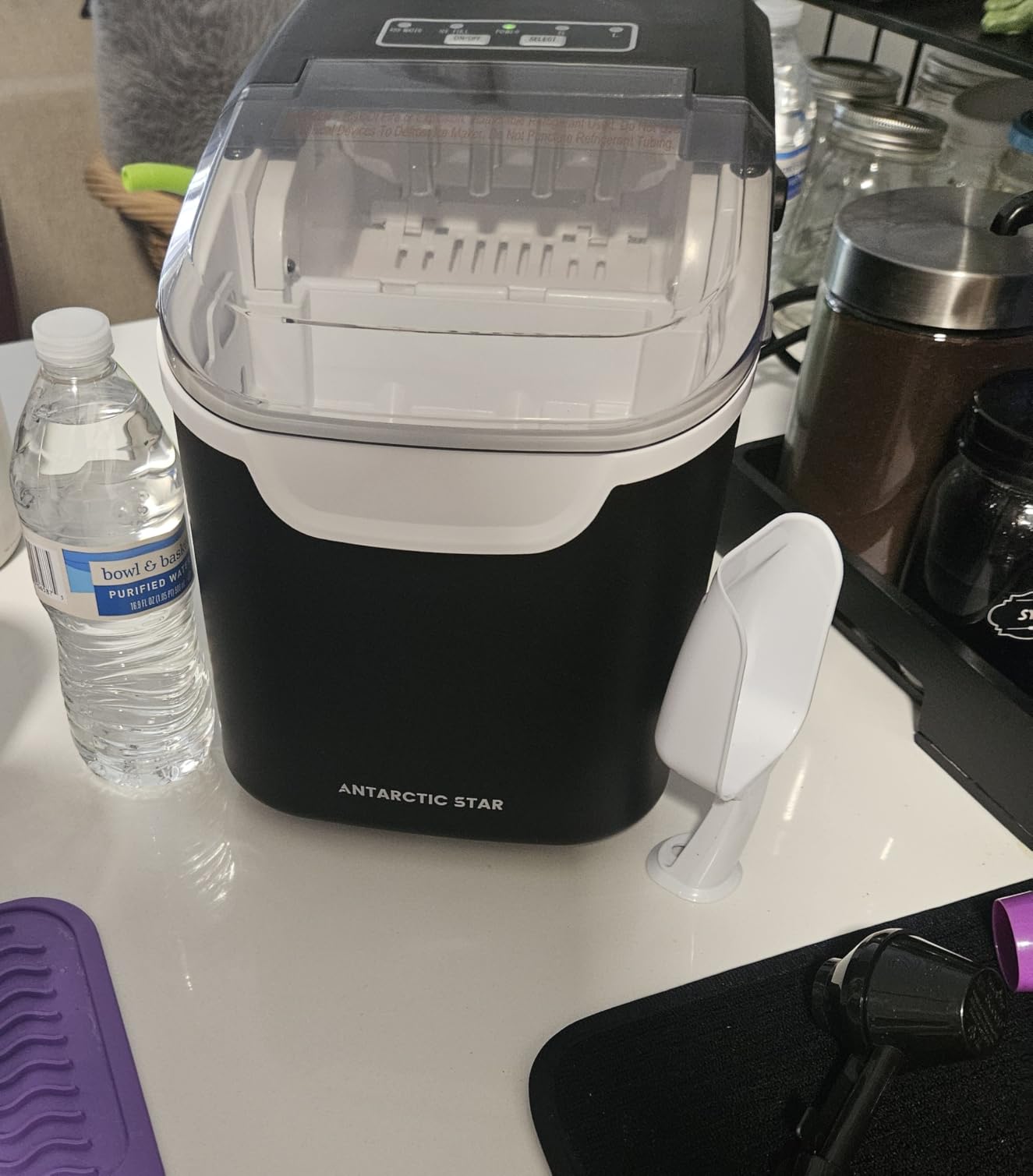 Antarctic Star Countertop Ice Maker Machine, 8 Ice Cubes in 6 mins, 26lb/Day Ice with 2 Sizes- Portable Mini, Energy Saving & Basket/Scoop for Home/Party/Travel/Camping/Bar, Dark Black customer photo 1