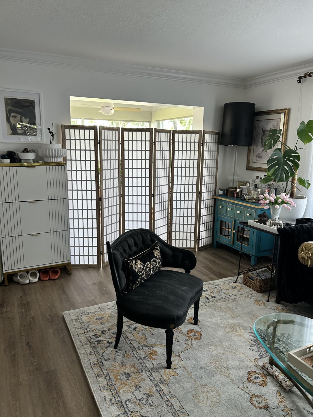 VEVOR Room Divider, 4 Panel Japanese Room Divider, Folding Privacy Screen Indoor, Portable Partition Dividers and Decoration Screens, for Room Separation, Home, Office, Restaurant & Bedroom (Natural) customer photo 2