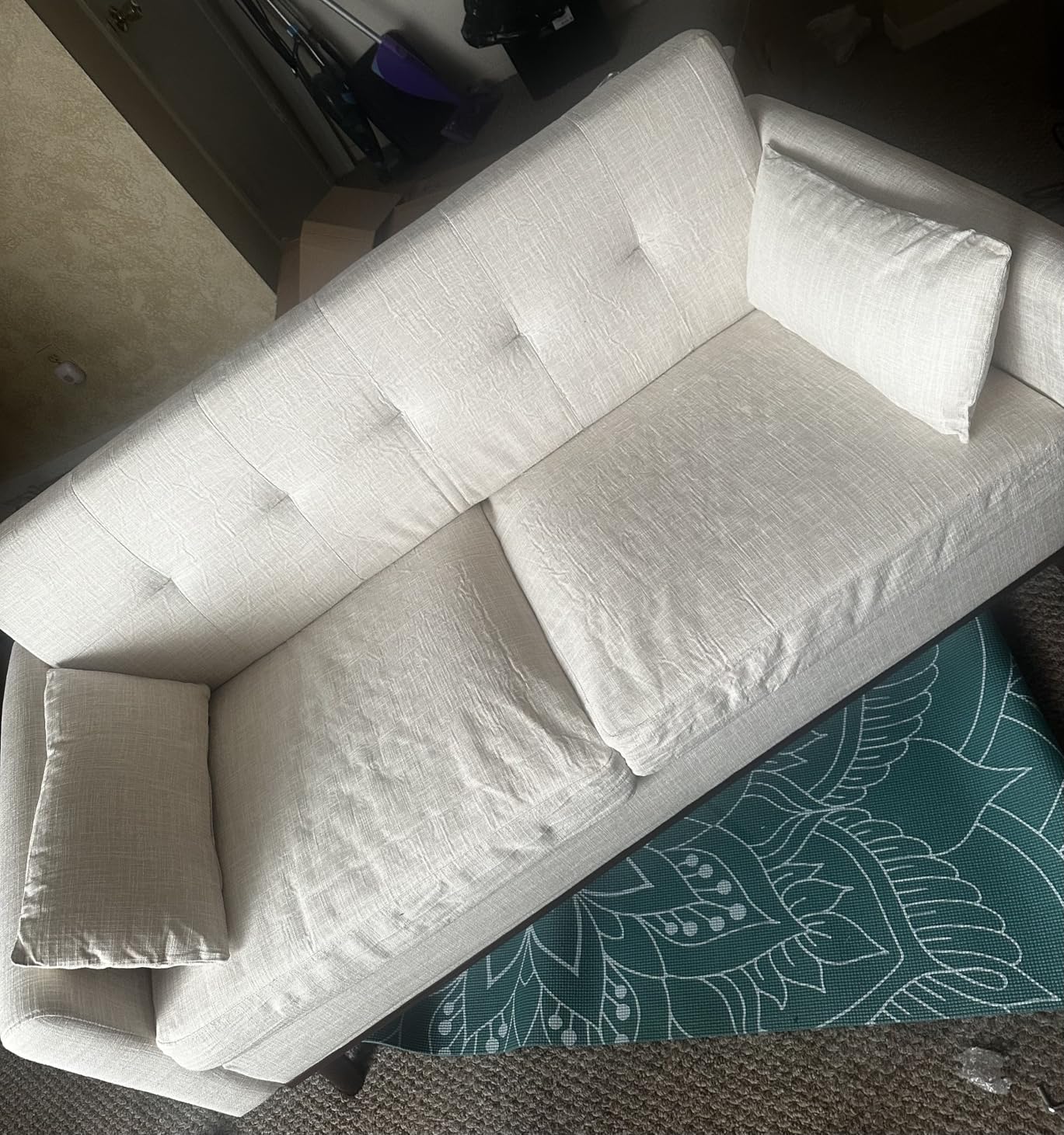 WLIVE 62 Loveseat Sofa, Mid Century Modern Button Tufted Upholstered Couch (Brown) customer photo 1
