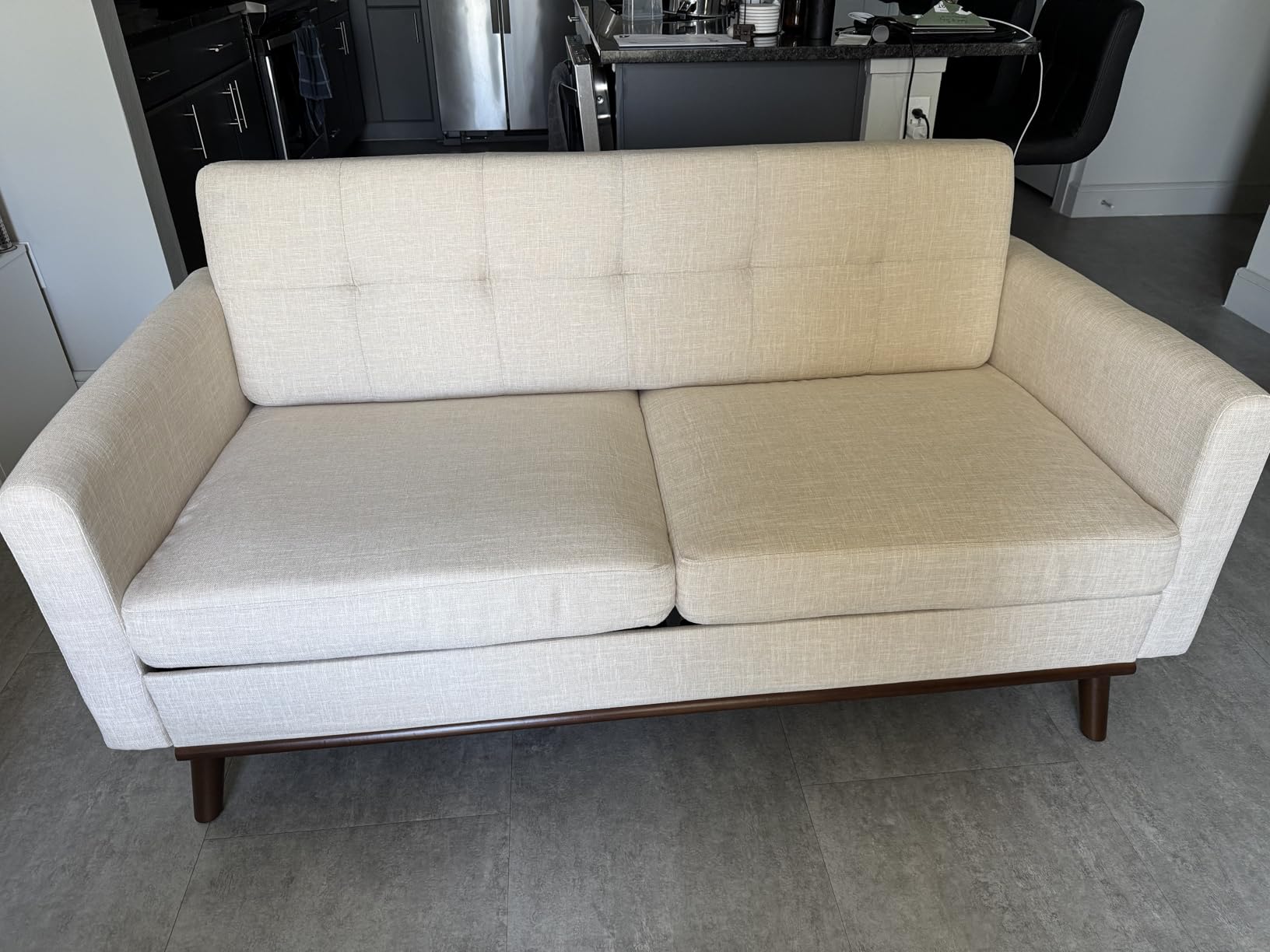 WLIVE 62 Loveseat Sofa, Mid Century Modern Button Tufted Upholstered Couch (Brown) customer photo 2