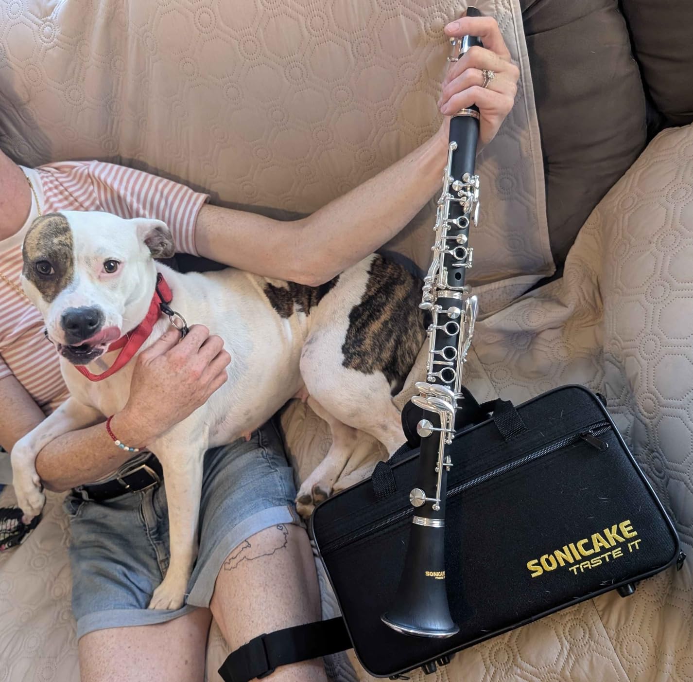 SONICAKE B Flat Clarinet for Beginner & Student, Nickel-plated Bb Ebonite Clarinet 2 Barrels, Reeds with Cleaning Kit, White Gloves and Hard Case, Black, QCR-01 customer photo 2