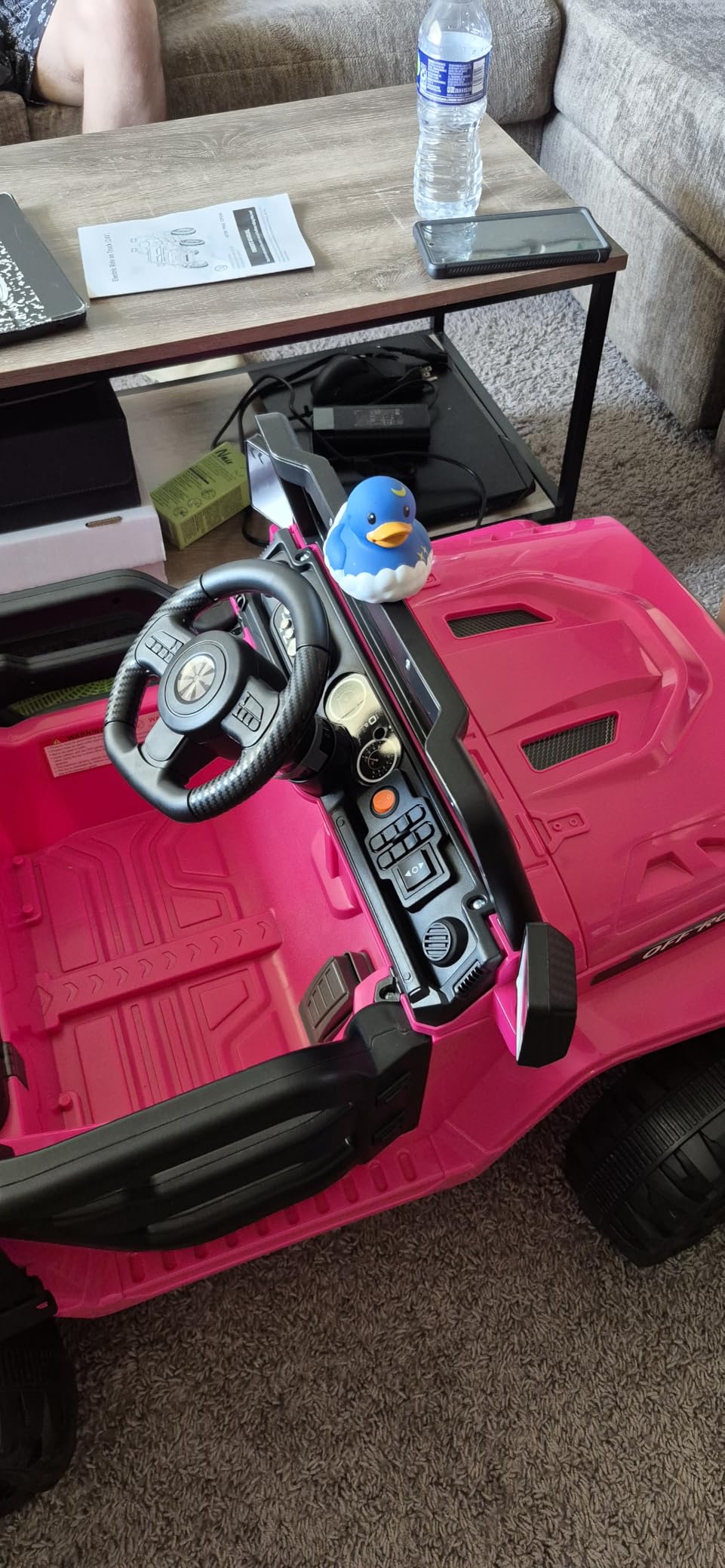 MINIATURE MOTORS 24V Kids Electric Ride on Truck Car with Remote Control, Twin 55W Motors 4MPH Max Speed, Bluetooth Music Player, 4 Wheels Suspension LED Lights Safety Belt, Gift for Boys Girls-Black customer photo 1