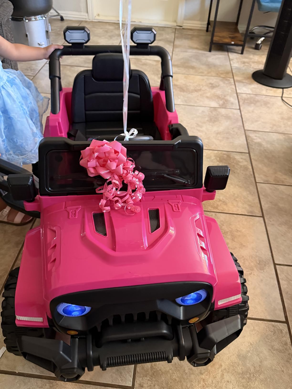 MINIATURE MOTORS 24V Kids Electric Ride on Truck Car with Remote Control, Twin 55W Motors 4MPH Max Speed, Bluetooth Music Player, 4 Wheels Suspension LED Lights Safety Belt, Gift for Boys Girls-Black customer photo 2