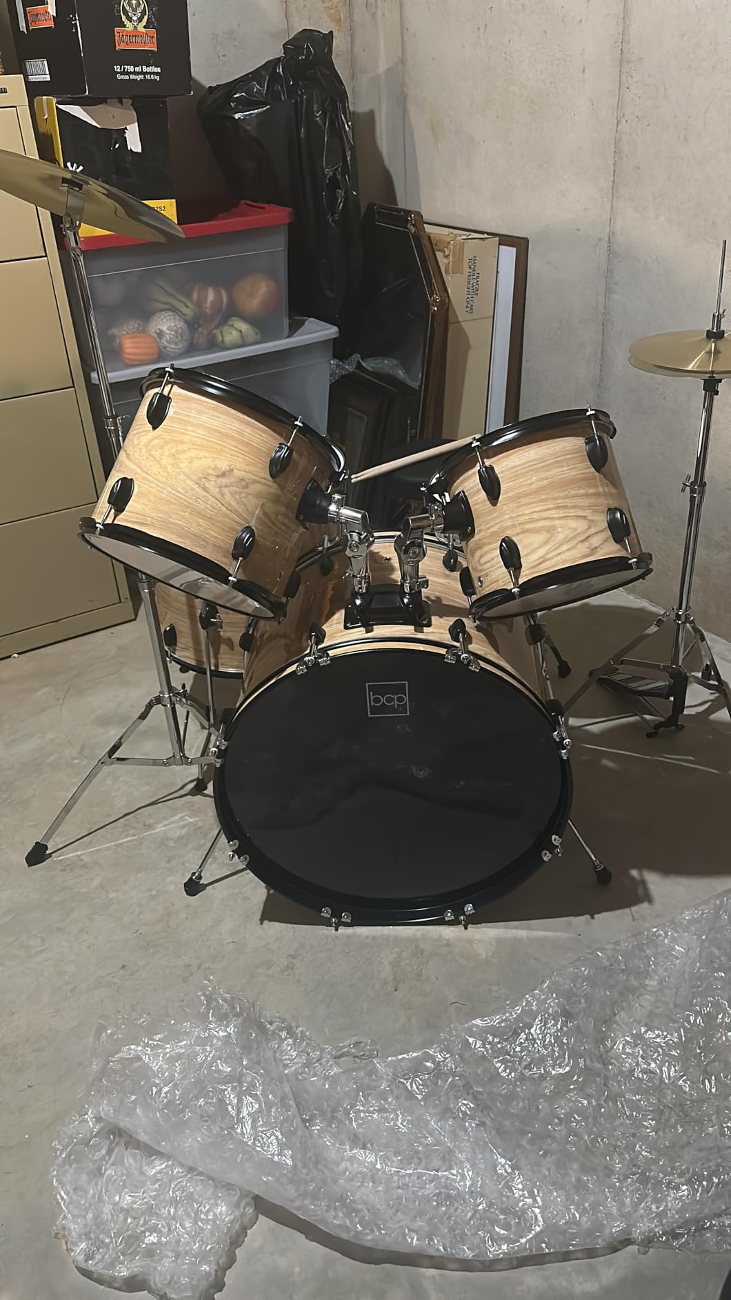 Best Choice Products 5-Piece Full Size Complete Adult Drum Set w/Cymbal Stands, Stool, Drum Pedal, Sticks, Floor Tom - Natural customer photo 2