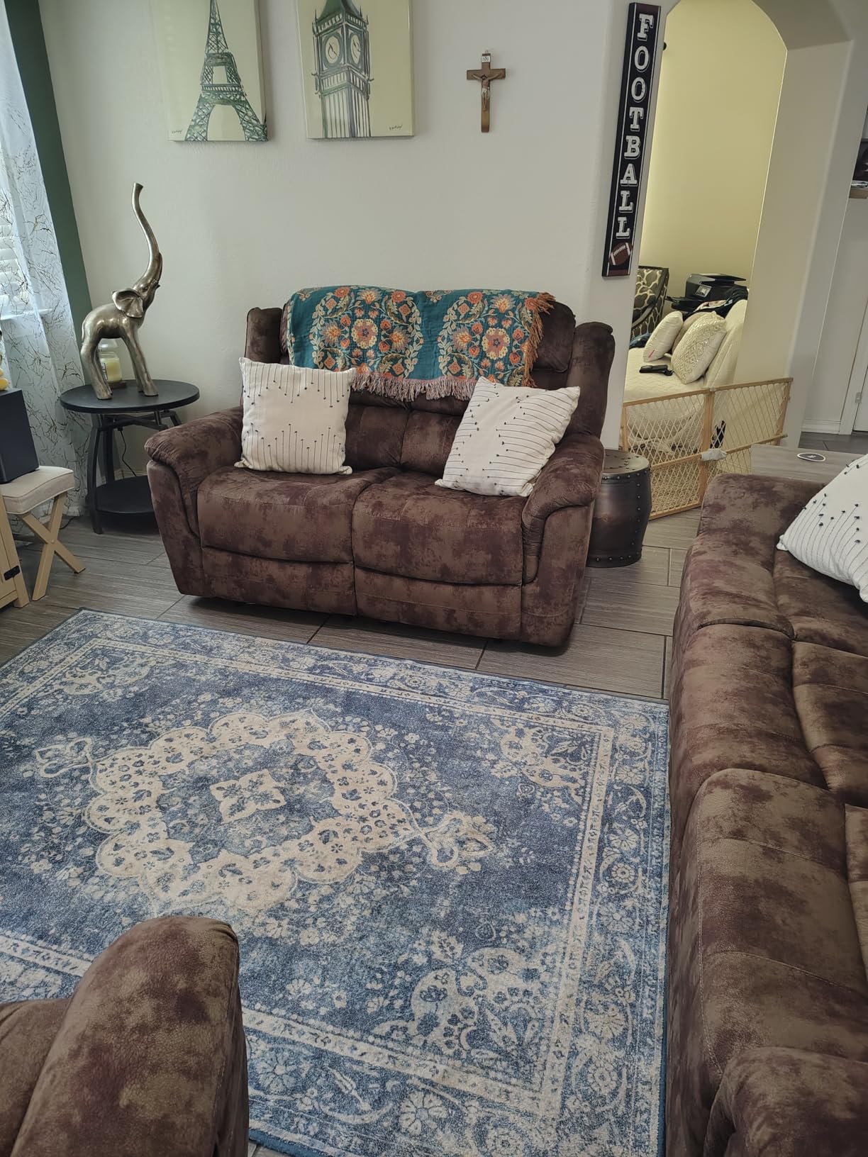 EBELLO Reclining Sofa for Living Room, Extra Wide Modern Overstuffed 3 Seat Recliner Manual Sofa Chair, Breathable Soft Fabric and Padded Seat, Brown customer photo 2