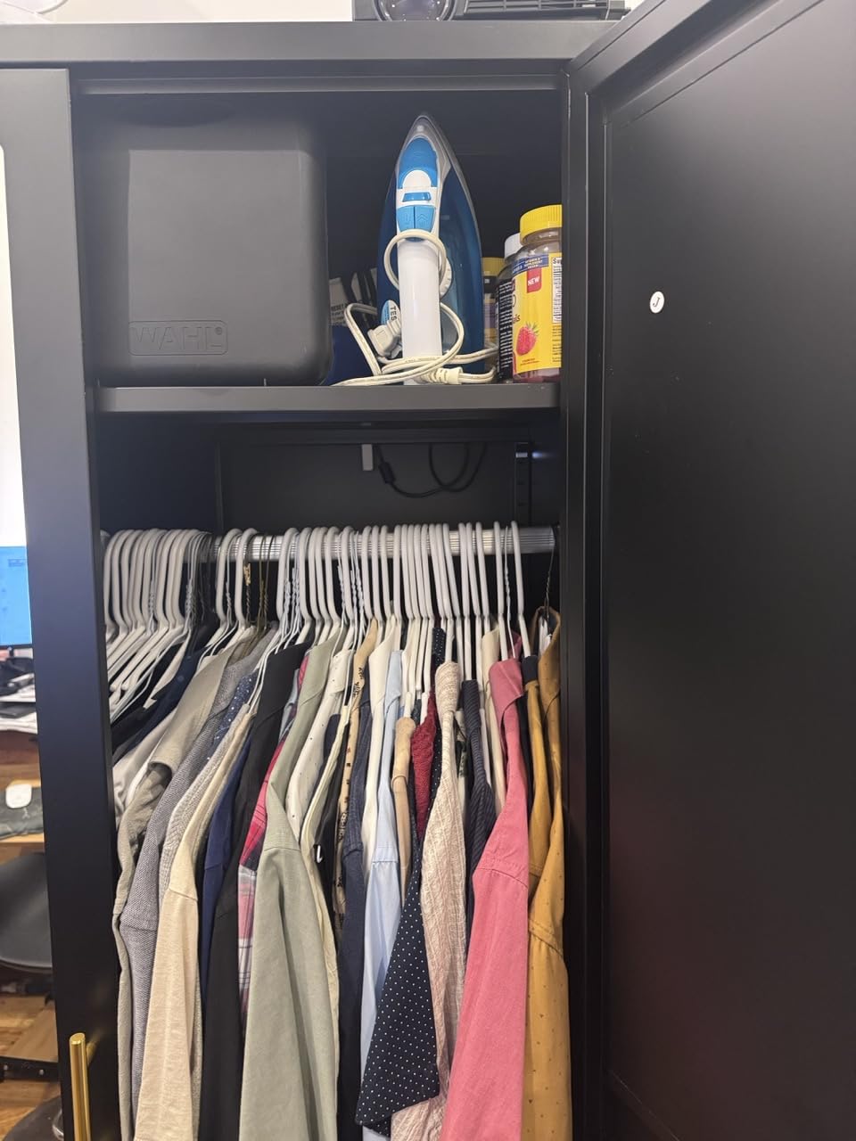 winiowa Metal Armoire Wardrobe Closet with 2 Mirror Doors, 71