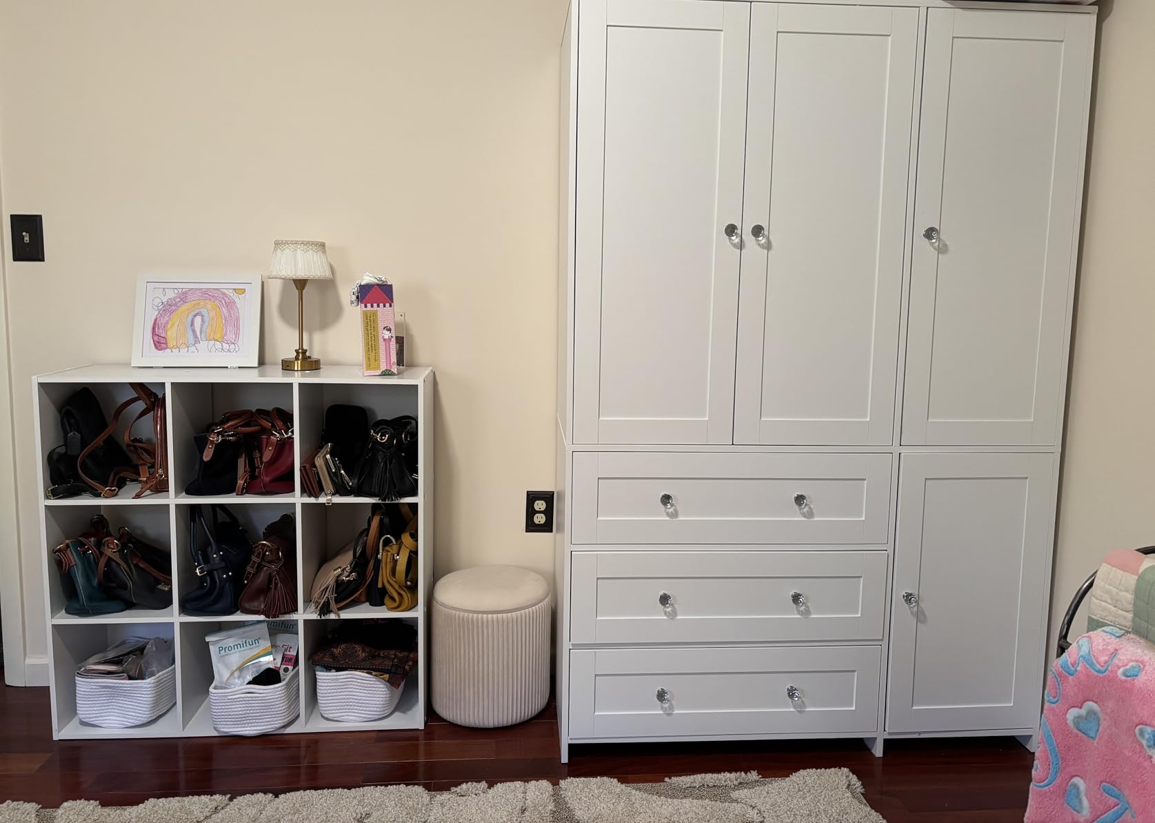 VOWNER Armoire Wardrobe Closet with Drawers and Mirror, 71