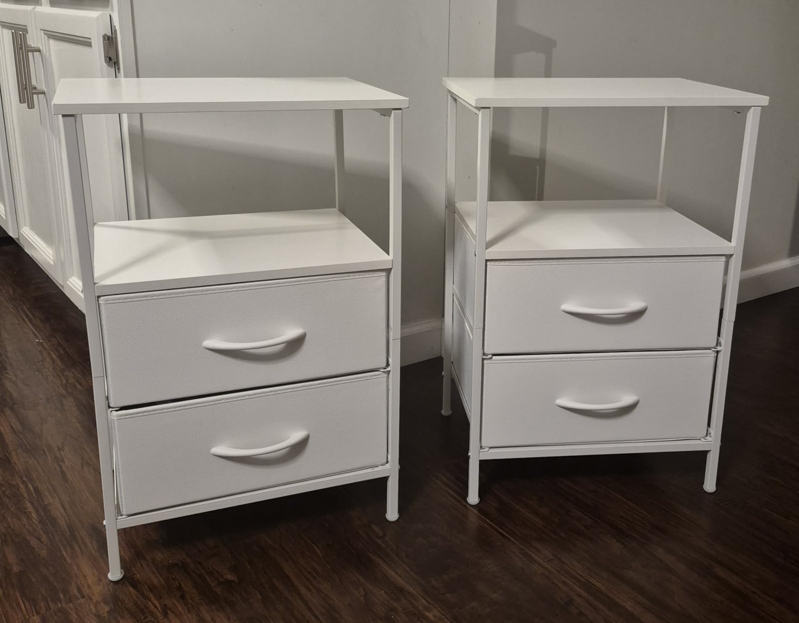 Huuger Night Stand Set 2, Nightstand with 2 Drawers, Bed Side Table with Open Shelf, Wooden Top, End Table, Fabric Drawer, for Bedroom, Rustic Brown customer photo 1