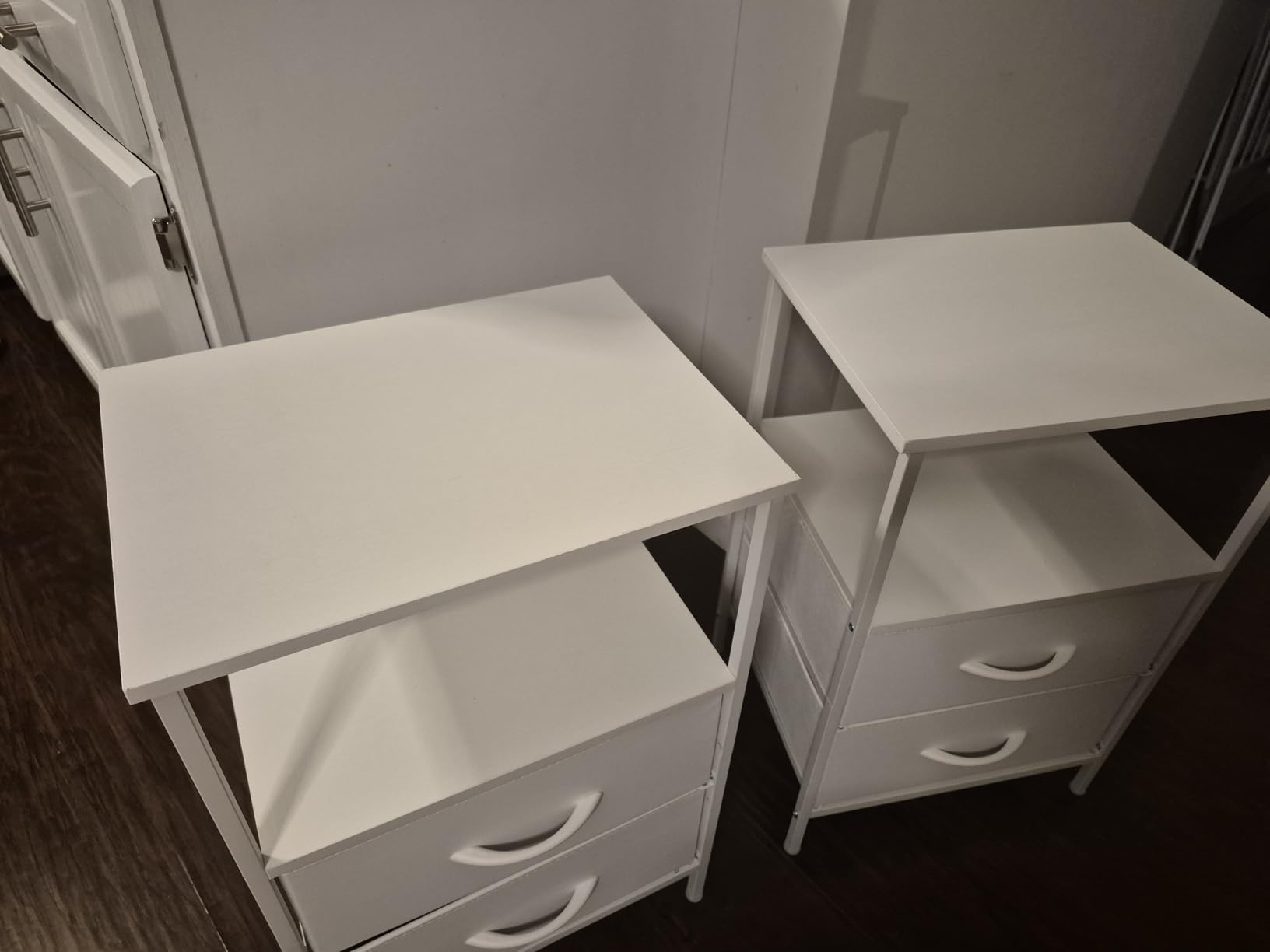 Huuger Night Stand Set 2, Nightstand with 2 Drawers, Bed Side Table with Open Shelf, Wooden Top, End Table, Fabric Drawer, for Bedroom, Rustic Brown customer photo 2