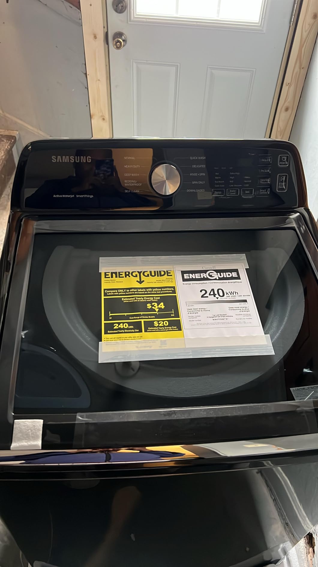 Samsung Smart 4.7 Cu Ft Top Load Washer & 7.4 Cu Ft Electric Dryer, Sensor Stops Overdrying, Low Vibration Quiet Wash, WaterJet w/Power Cords, Hoses, Vent Duct, 1 Year CPS Protection Bundle (Black) customer photo 2