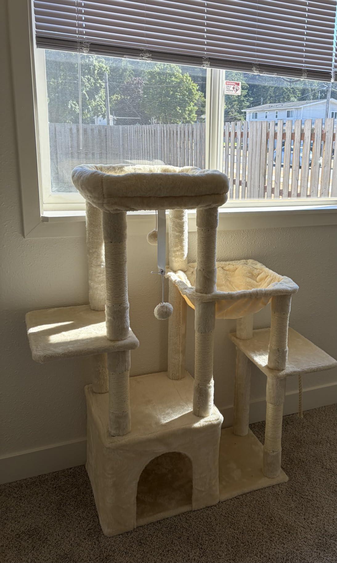 Heybly Heavy Duty Cat Tree, Tower for Indoor Cats Large Adult, Tall Cat Condo House with Extra-Large Baseboard, Multi-Level Plush Furniture with Scratching Posts, Hammock, Toy Balls, Light Gray HCT026W customer photo 1