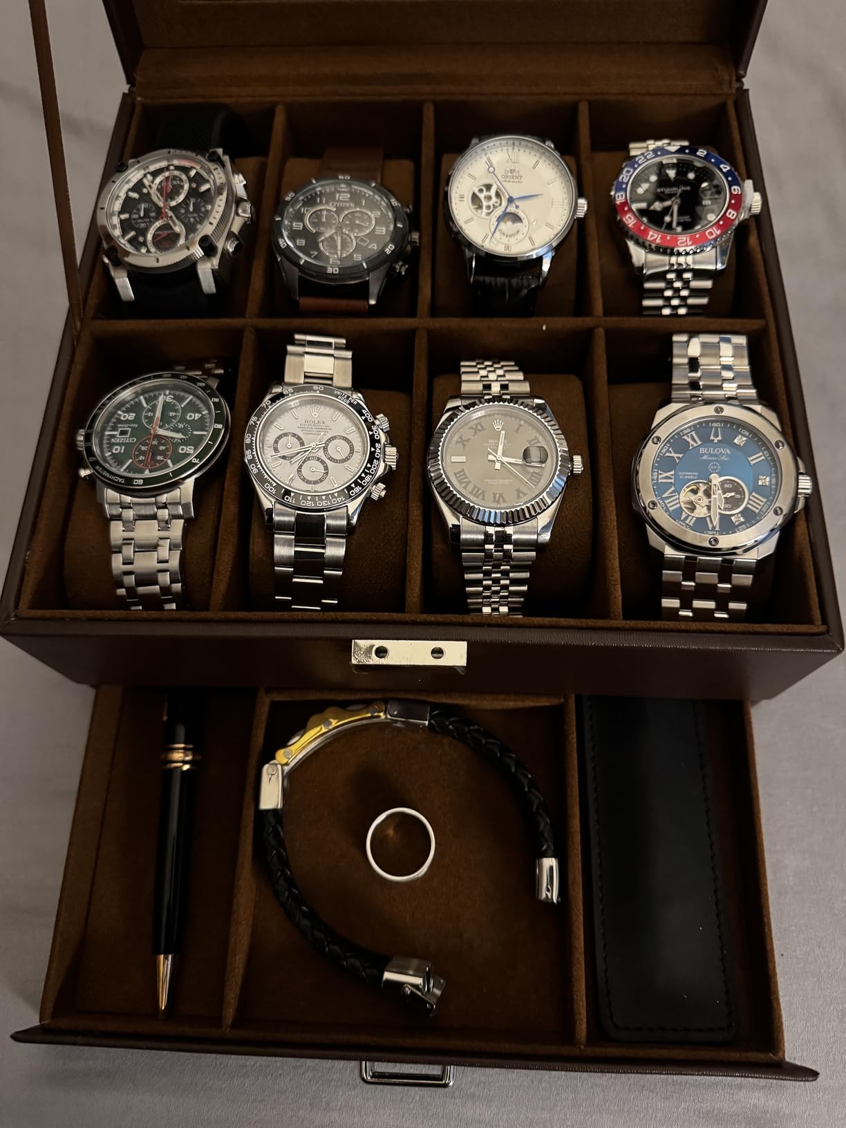 ProCase 8-Slot Men's Watch Box with Drawer, Two-Layer Jewelry Display Case and Clear Lid customer photo 1