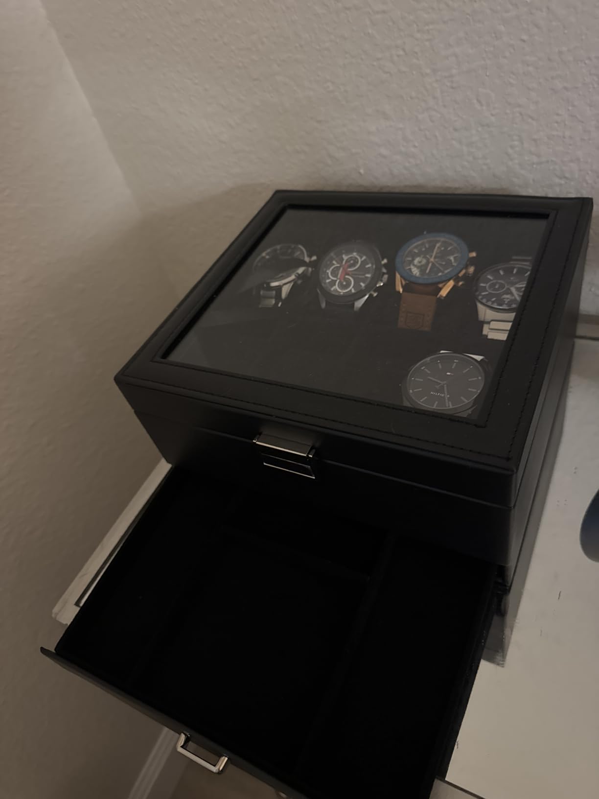 ProCase 8-Slot Men's Watch Box with Drawer, Two-Layer Jewelry Display Case and Clear Lid customer photo 2
