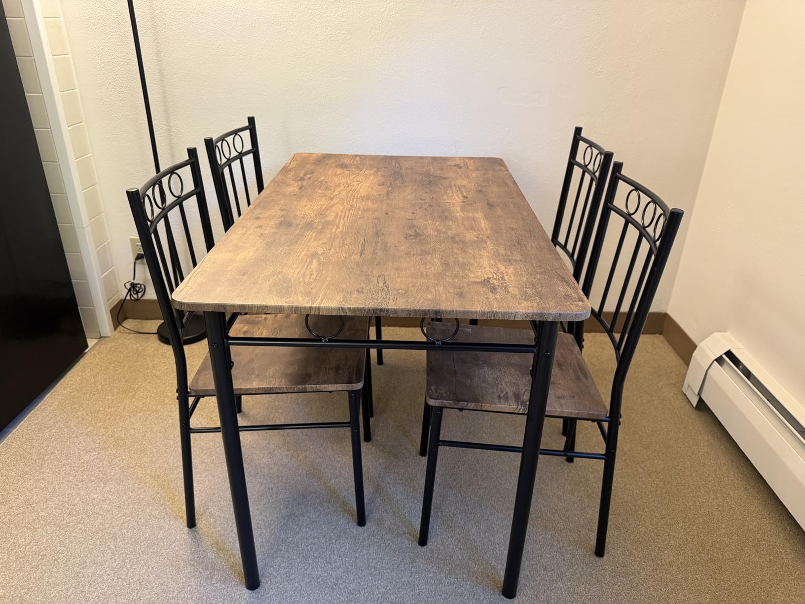Dining Table Set for 4, 5-Piece Kitchen Table and Chairs, Rectangular Dining Room Table Set with 4 Chairs, Space-Saving Kitchen Table Set for Small Space,Dinette,Apartment,Pure Black customer photo 1