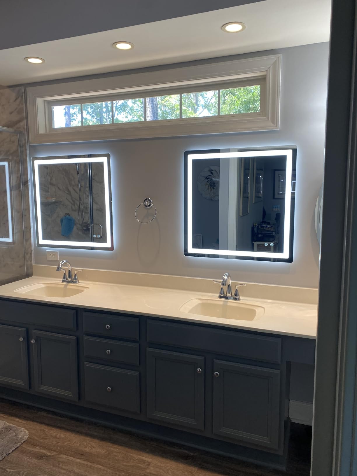 Delma LED Bathroom Mirror with Lights, 30x50 Vanity Mirror for Bathroom Wall, Anti-Fog, Dimmable, Front Lit & Backlit, Memory Function, Shatterproof Tempered Glass, 3 Color Modes(Horizontal/Vertical) customer photo 1