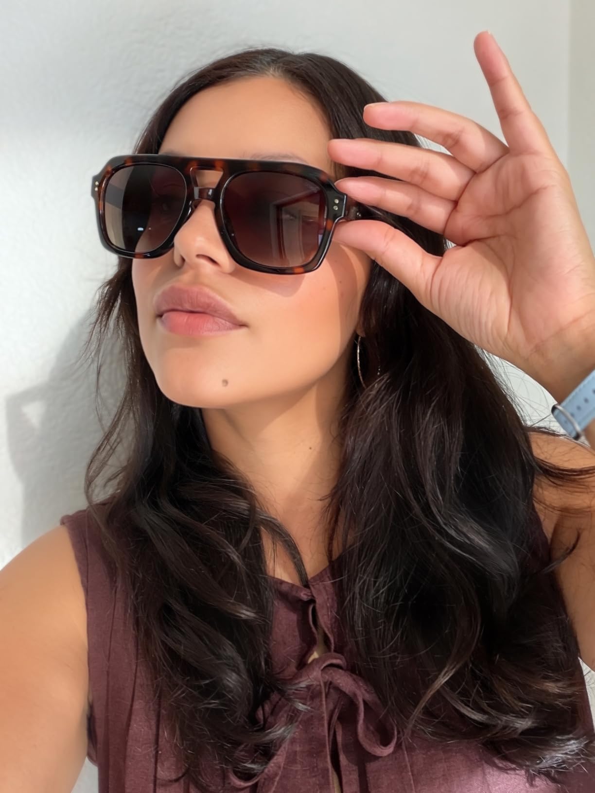 SOJOS Retro Thick Polarized Aviator Sunglasses for Women Men, Large Trendy Bold Square Pilot Shades SJ2385 customer photo 1
