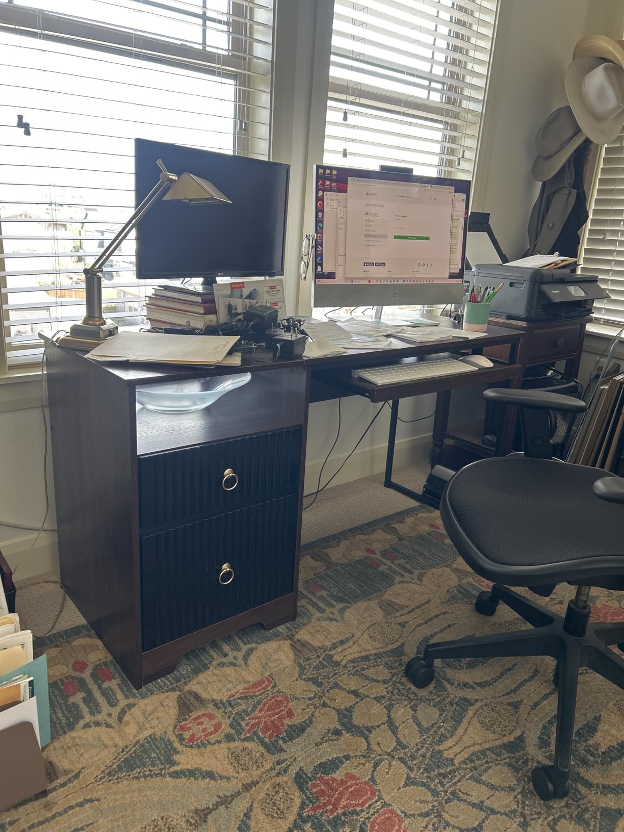 Bestier Office Desk with Keyboard Tray, 47 inch Industrial Computer Desk with Storage, Reversible Executive Desk with File Cabinet for Home Office Bedroom, Rustic Brown customer photo 1
