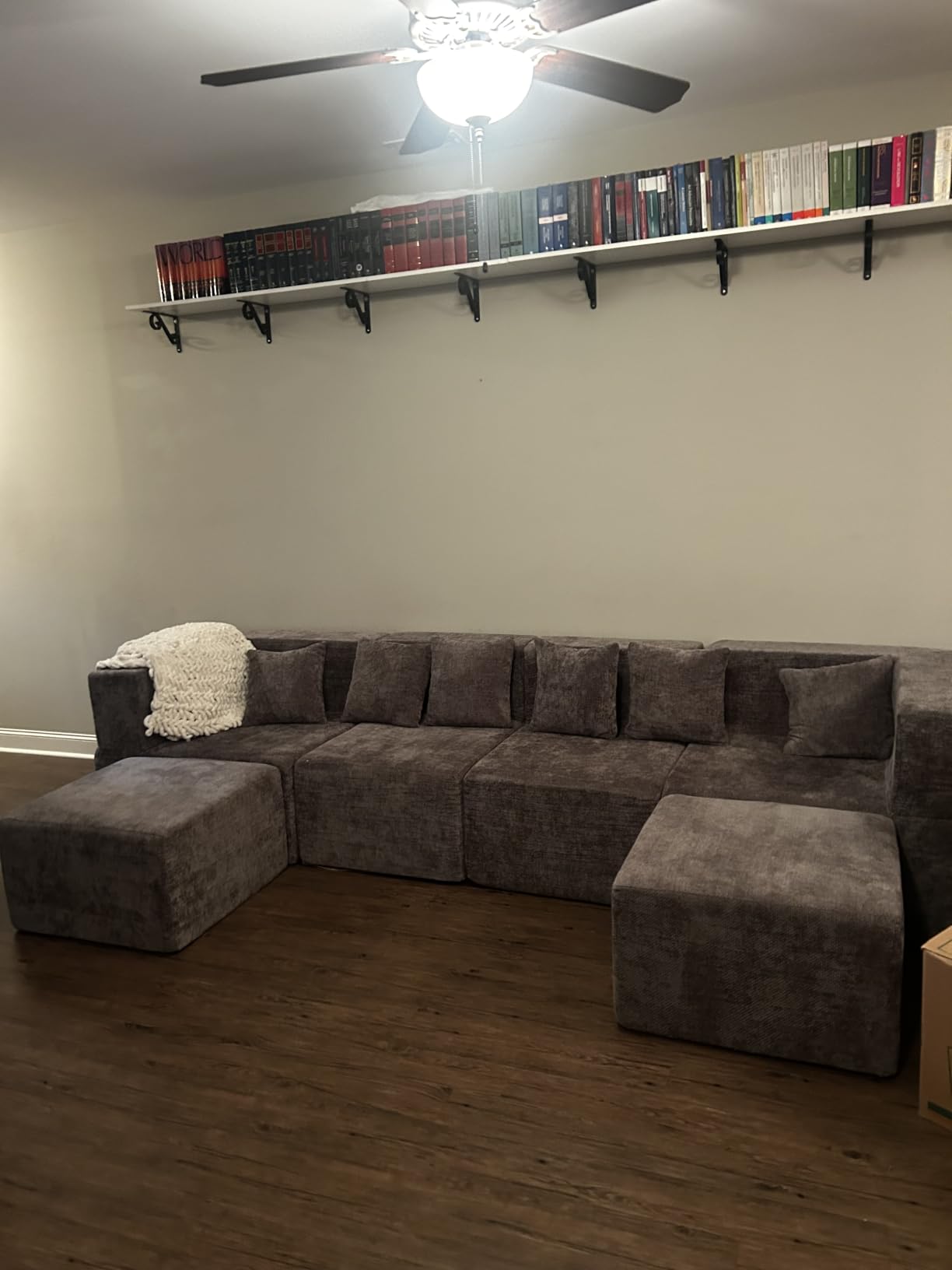 MONVANE Modular Sectional Cloud Couch for Living Room - 130'' 6 Seater Convertible Chenille Couches Set with Ottoman, No Assembly Compression Sofas, Comfy Floor Sofa with Memory Foam, Grey customer photo 1