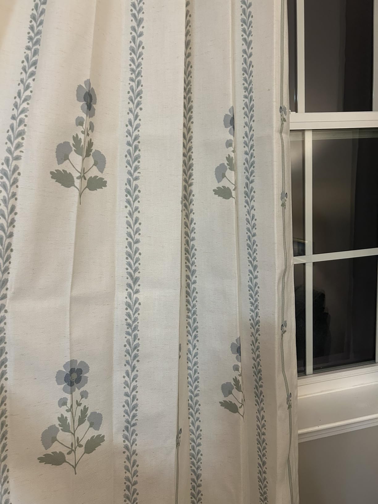 Pinch Pleated Curtains for Living Room Bedroom Dining Room - 84 Inches Light Filtering Floral Curtains Luxury Linen Drapes Farmhouse Window Curtains with Hooks - 2 Panels Set, 40