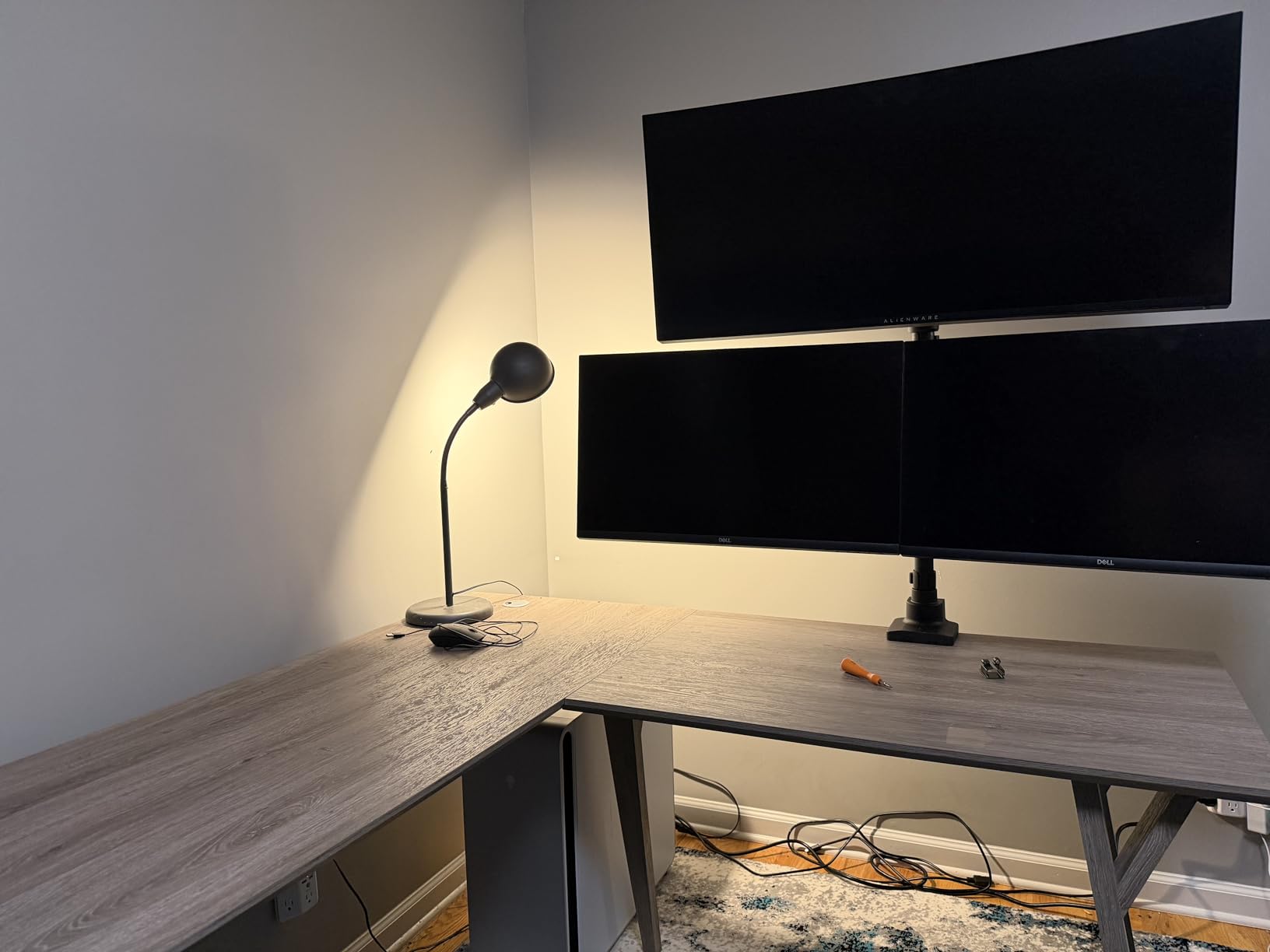 VIVO Pneumatic Arm Single Ultrawide Monitor Extra Tall Desk Mount for Up to 49 inch Screens, Heavy Duty Clamp, Holds Ultra Wides Up to 44 lbs, Black, STAND-V110K customer photo 2