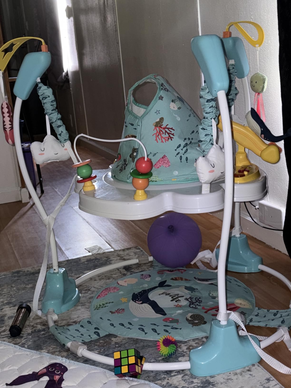 BABY JOY Baby Jumpers and Bouncers, Infant Activity Center with Music Lights Sounds, 360° Rotating Seat and 3 Adjustable Heights, Baby Play and Learning Center for 6-12 Months customer photo 1