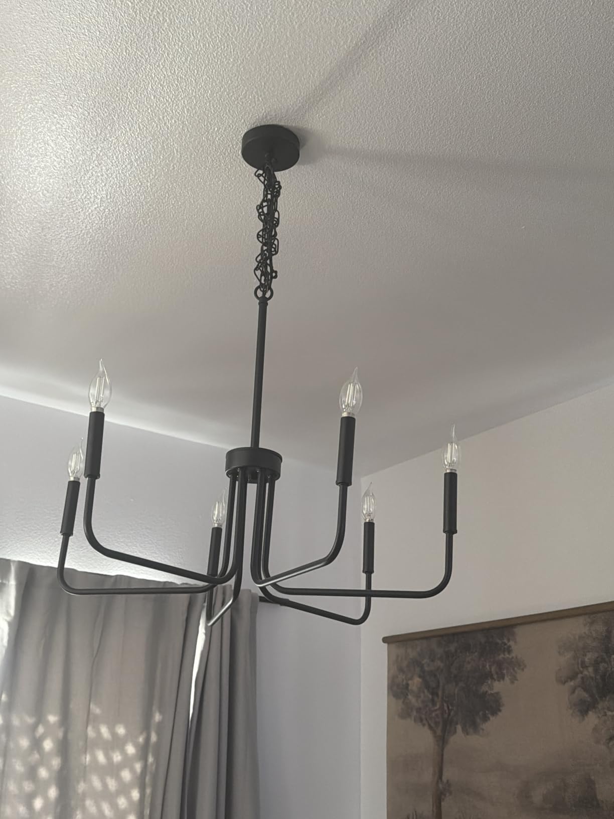 Yunnix 8 Light Black Chandelier, Farmhouse Chandelier for Dining Room Light Fixture Hanging, UL Listed Industrial Modern Chandelier for Bedroom, Foyer, Kitchen, Living Room, No Assembly Required customer photo 1
