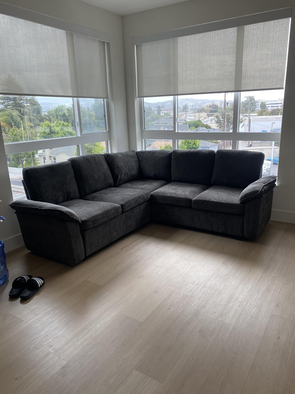 108'' Modular Sectional Sofa with Pull Out Bed, Sleeper Sofa, Dark Gray | U Shaped 7 Seat Sectional Couches for Living Room, Cloud Modular Couch with Storage, Pull Out Couch, Removable Sofa Cover customer photo 1