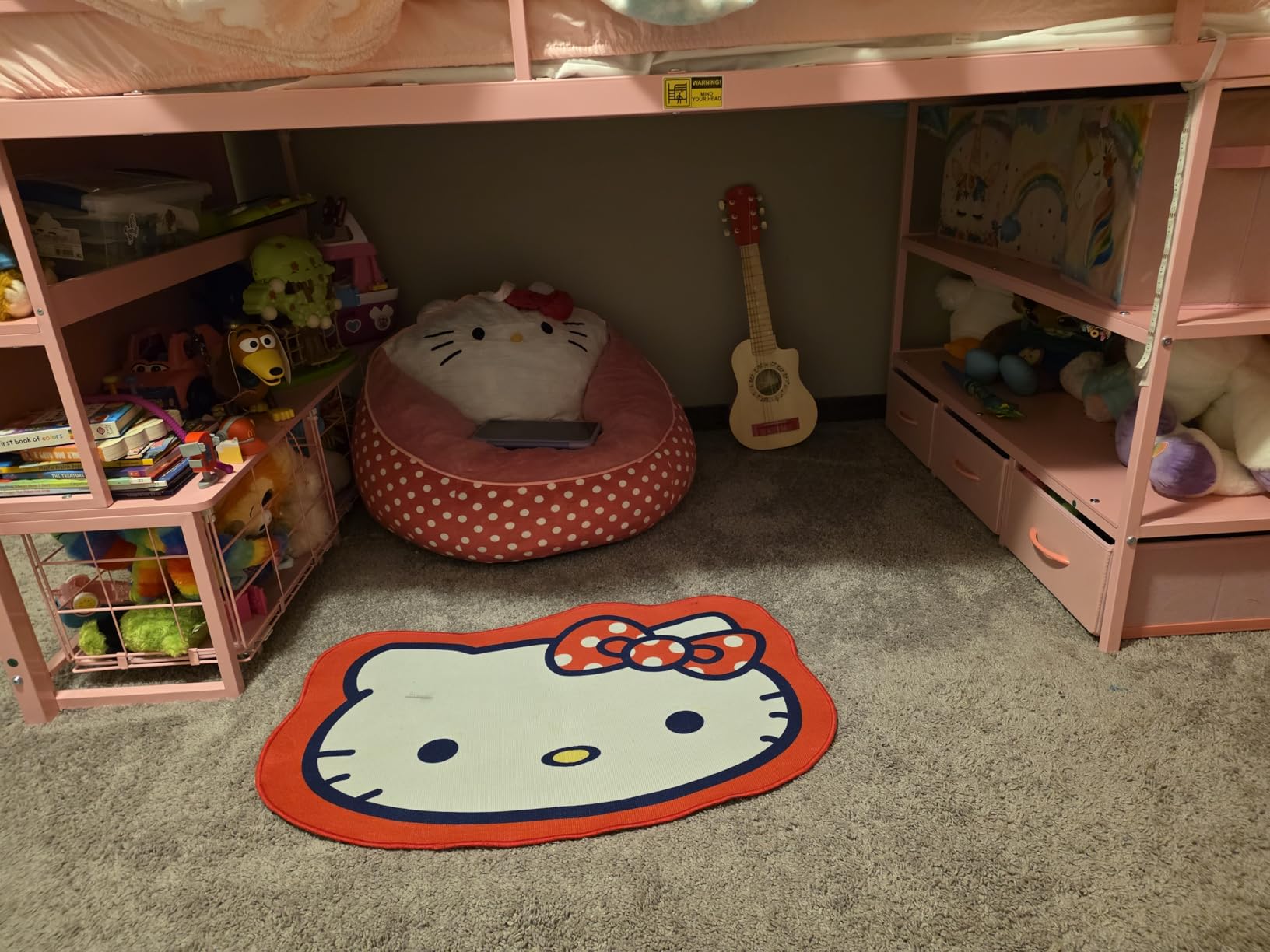 ADORNEVE House Shape Low Loft Bed with Storage Bookcase & Drawers for Kids | LED Lights, 2 Slide-Out Drawers, 3 Fabric Drawers, Storage Bookcase, Storage Shelves, 13.4