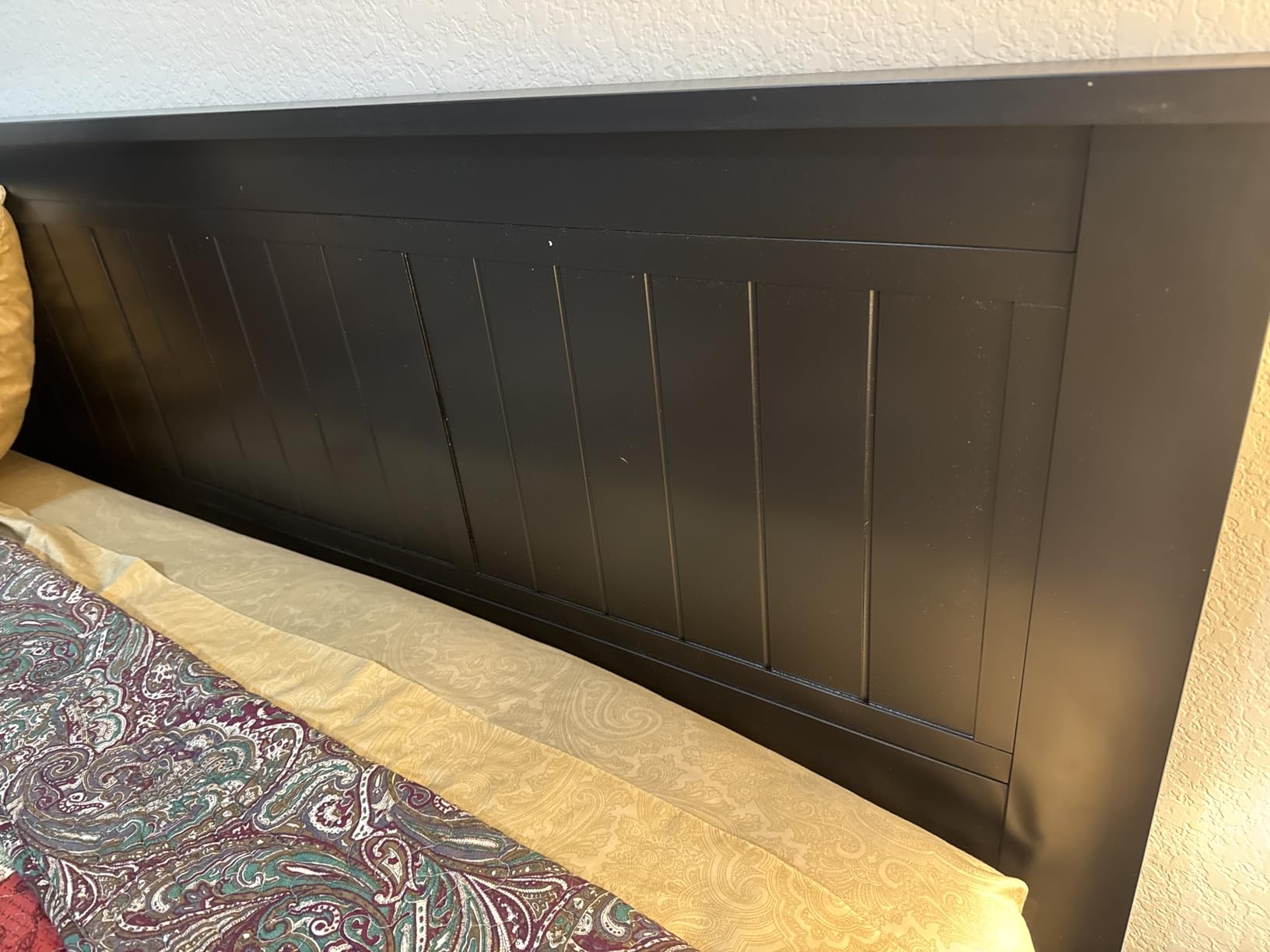 ComfIQ Serene Wood Panel Headboard with Chevron Scoring, Queen Size, Stained Walnut, Easy Assembly, Quality Materials customer photo 2