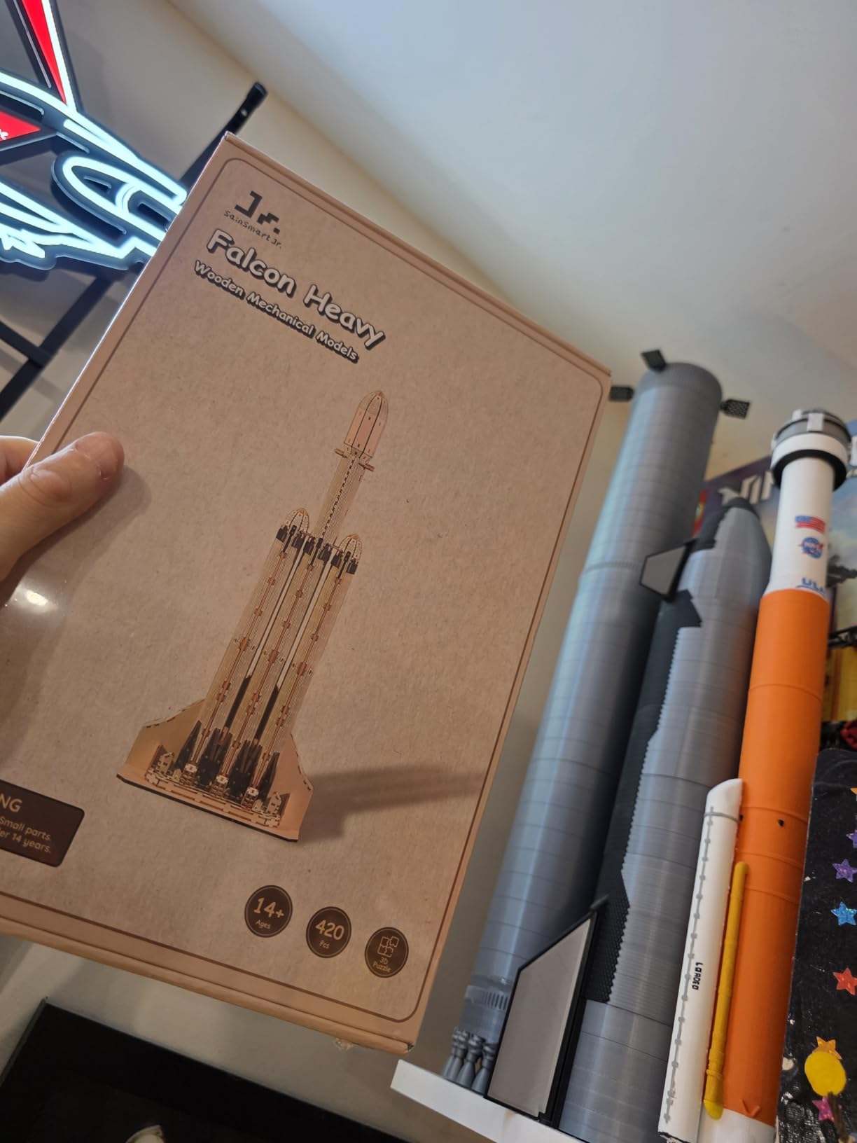 SainSmart Jr. 3D Wooden Puzzles for Adults - Space-X Falcon Heavy, DIY Rocket Model Kit & STEM Educational Toy, Unique Desk Decor for Adults and Teenager Space Lovers customer photo 1