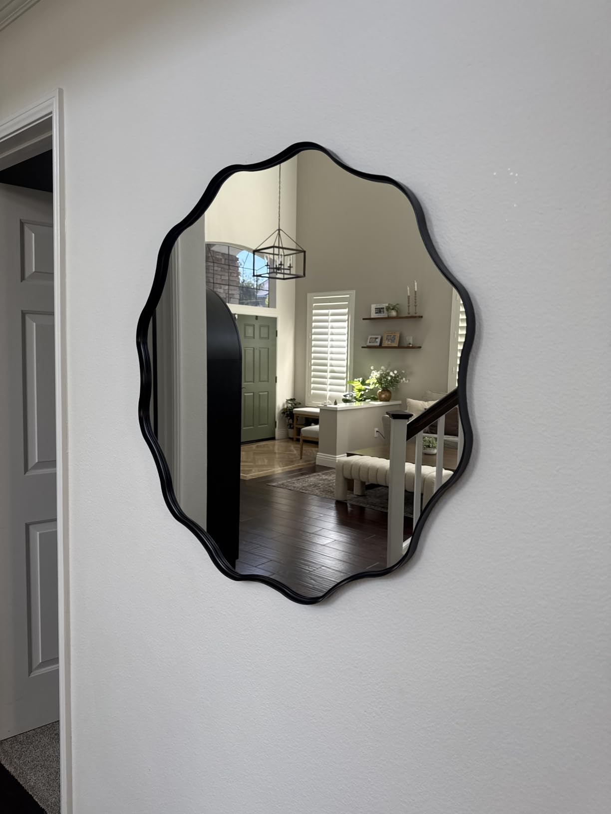 VooBang Black Scalloped Large Circle Mirror, 42