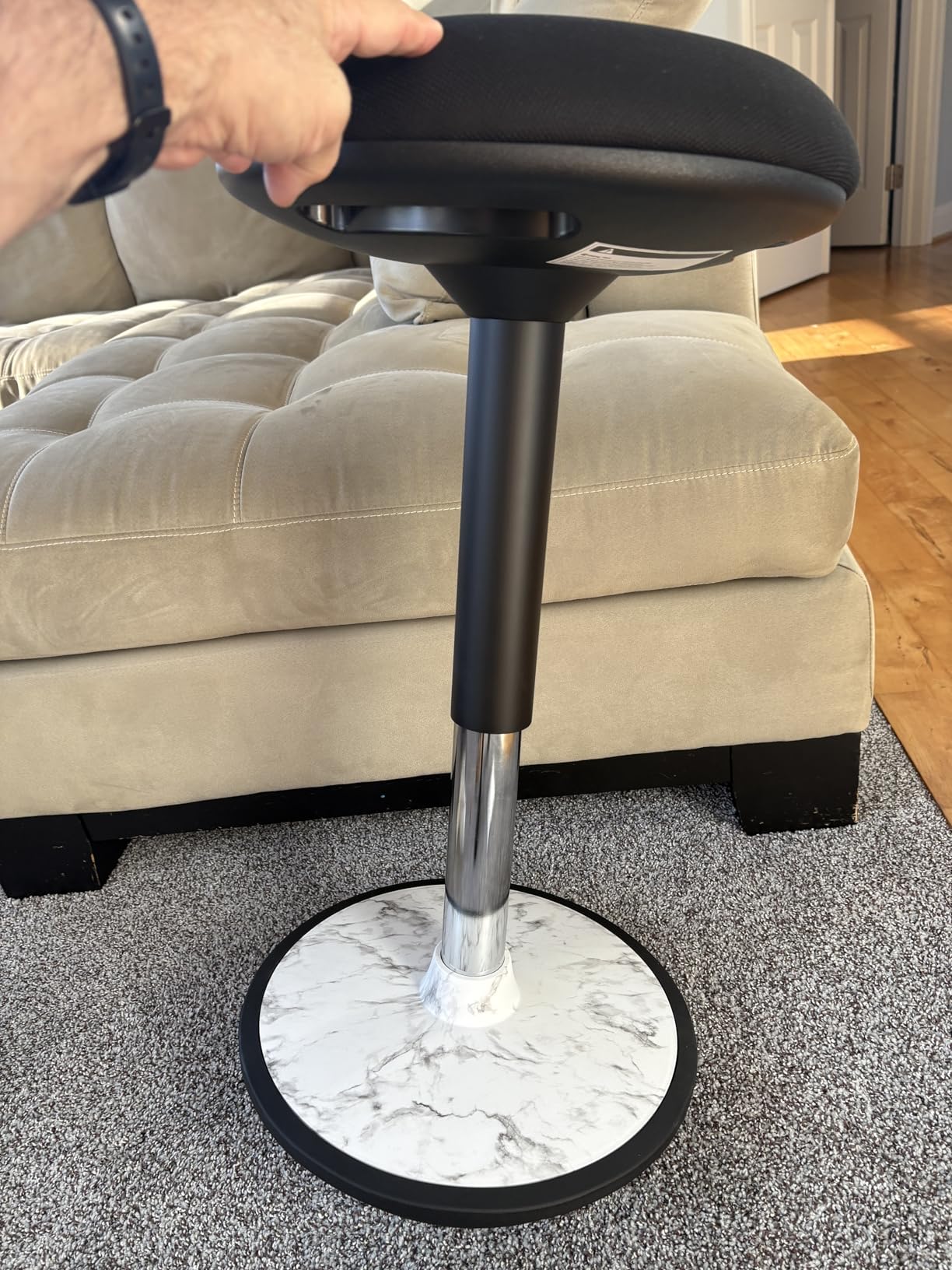 Adult Wobble Stool - Anti-Fatigue Standing Desk Stool with 360-Degree Rocking Non-Slip Curved Base, Height Adjustable 22-32 Inch Standing Chair for Home & Office, Walnut customer photo 2