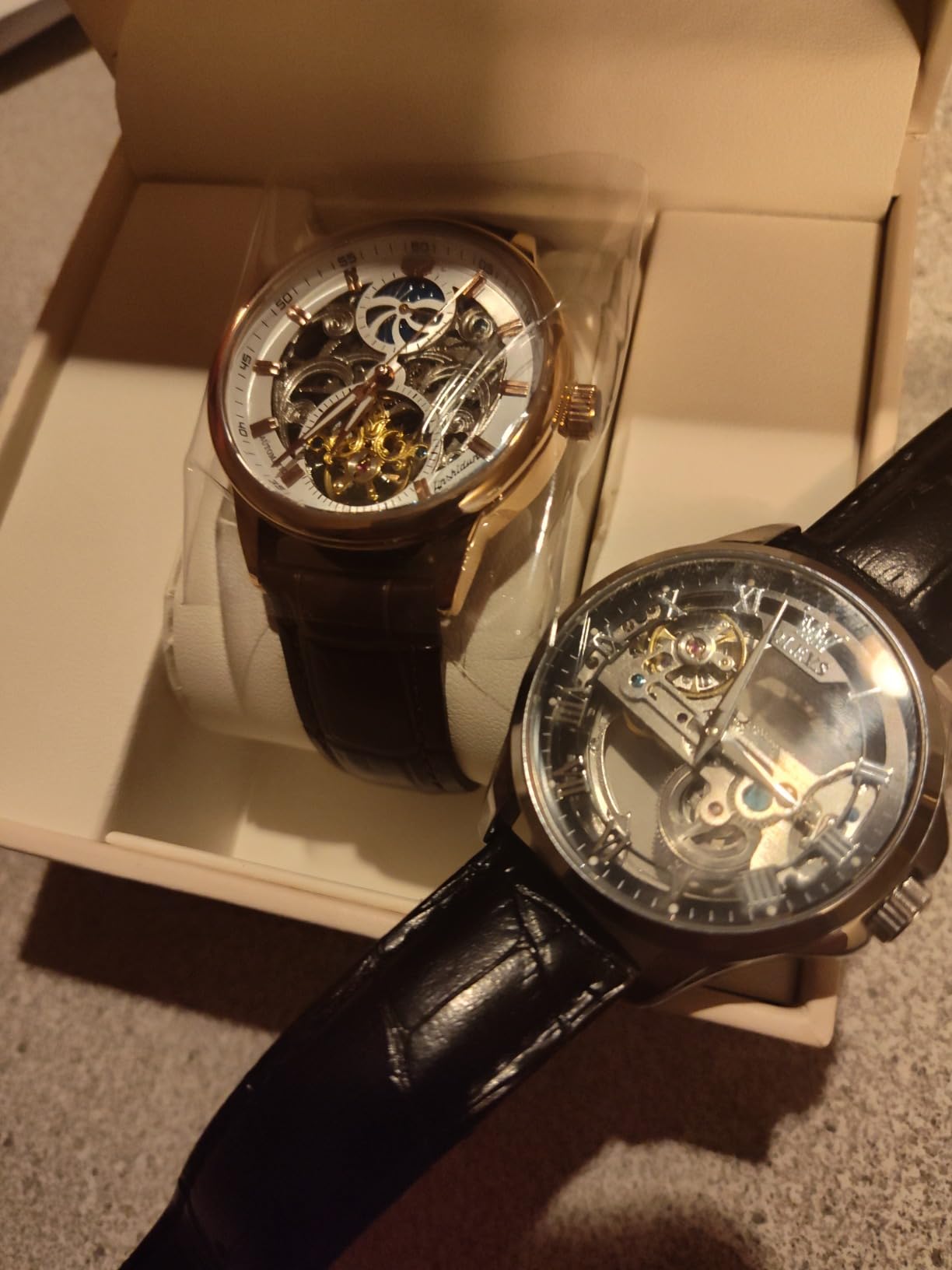 OLEVS Gold Skeleton Men's Automatic Mechanical Watches self Winding Luxury Dress Shiny Diamond Stainless Steel Waterproof Luminous Wrist Watches customer photo 1