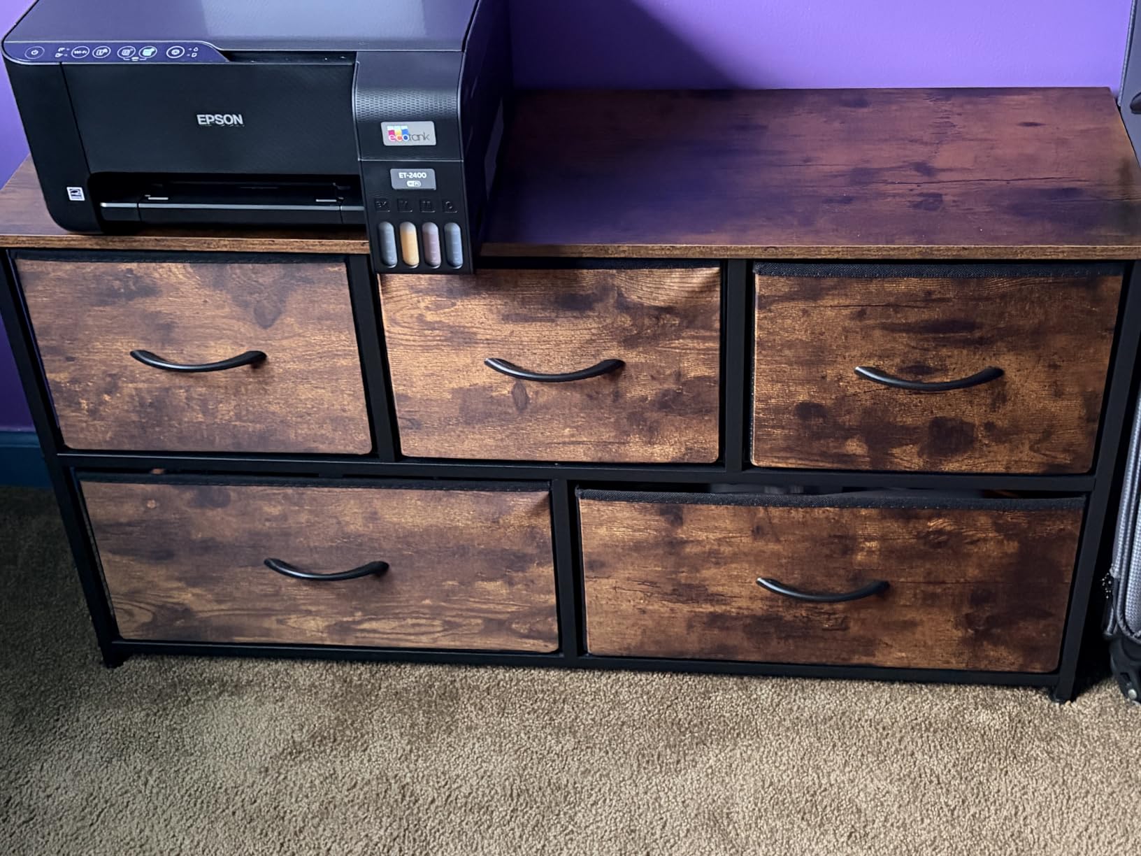9-Drawer Dresser for Bedroom, Anti-Tip Tall Storage Organizer | Chest of Drawers with Wooden Top and Metal Frame Fabric Bins for Closet, Living Room, Hallway, Entryway, Brown customer photo 1
